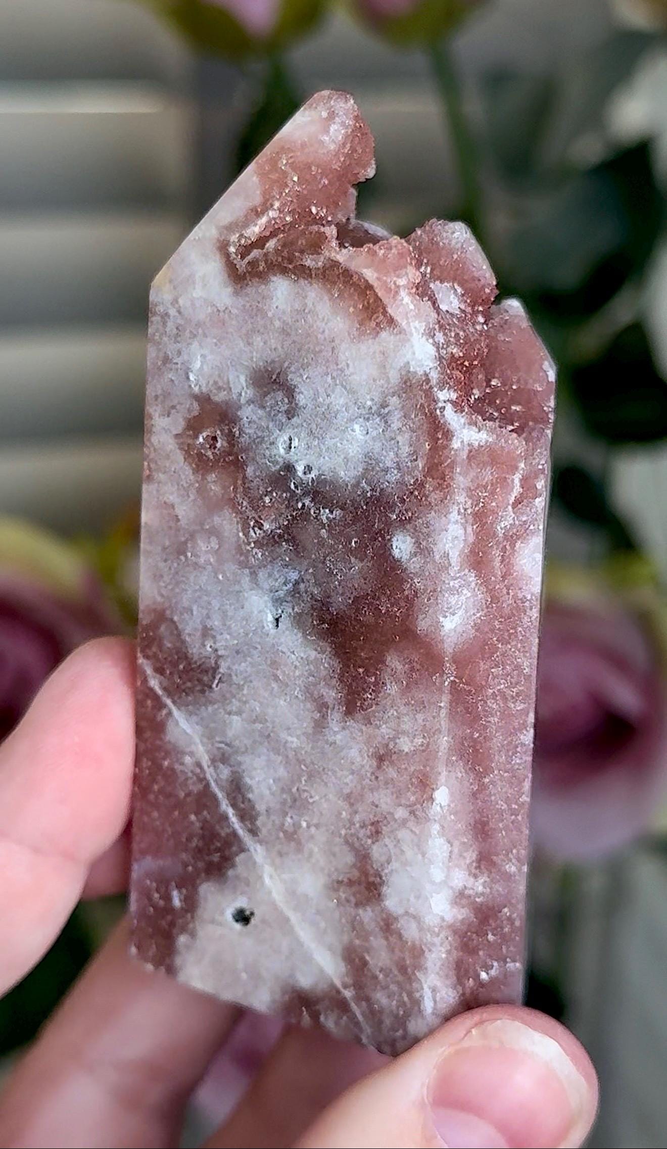 Incredible, High grade, pink amethyst tower with bubble formation & sugar druzy 212g