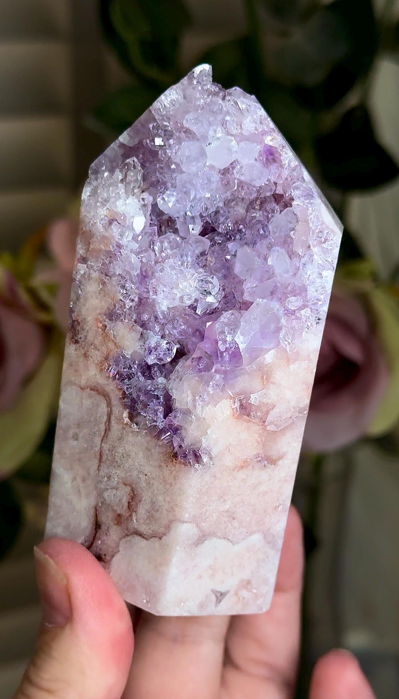 Incredible, High grade, pink amethyst tower with purple quartz 287g