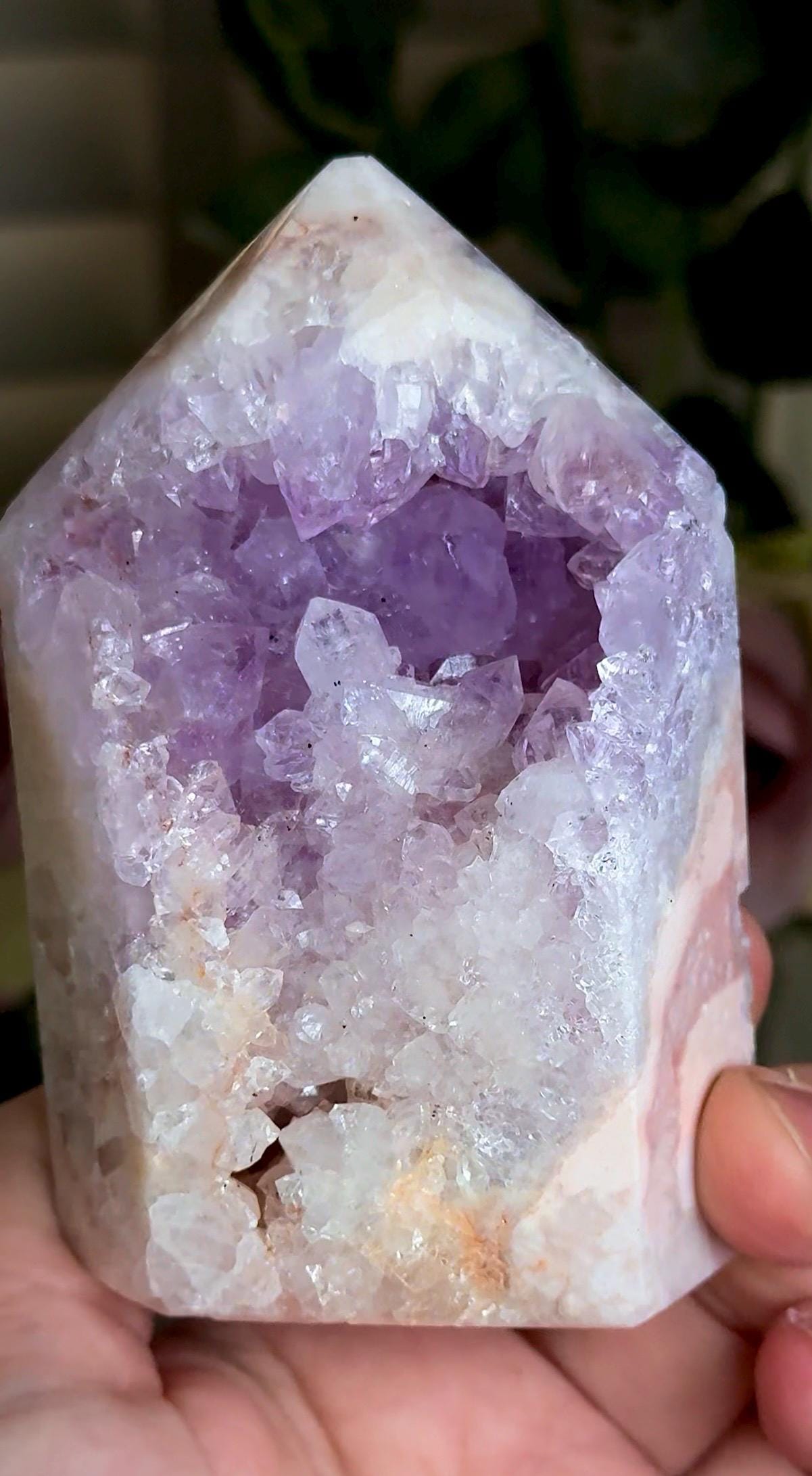 Incredible, High grade, pink amethyst tower with purple quartz 287g