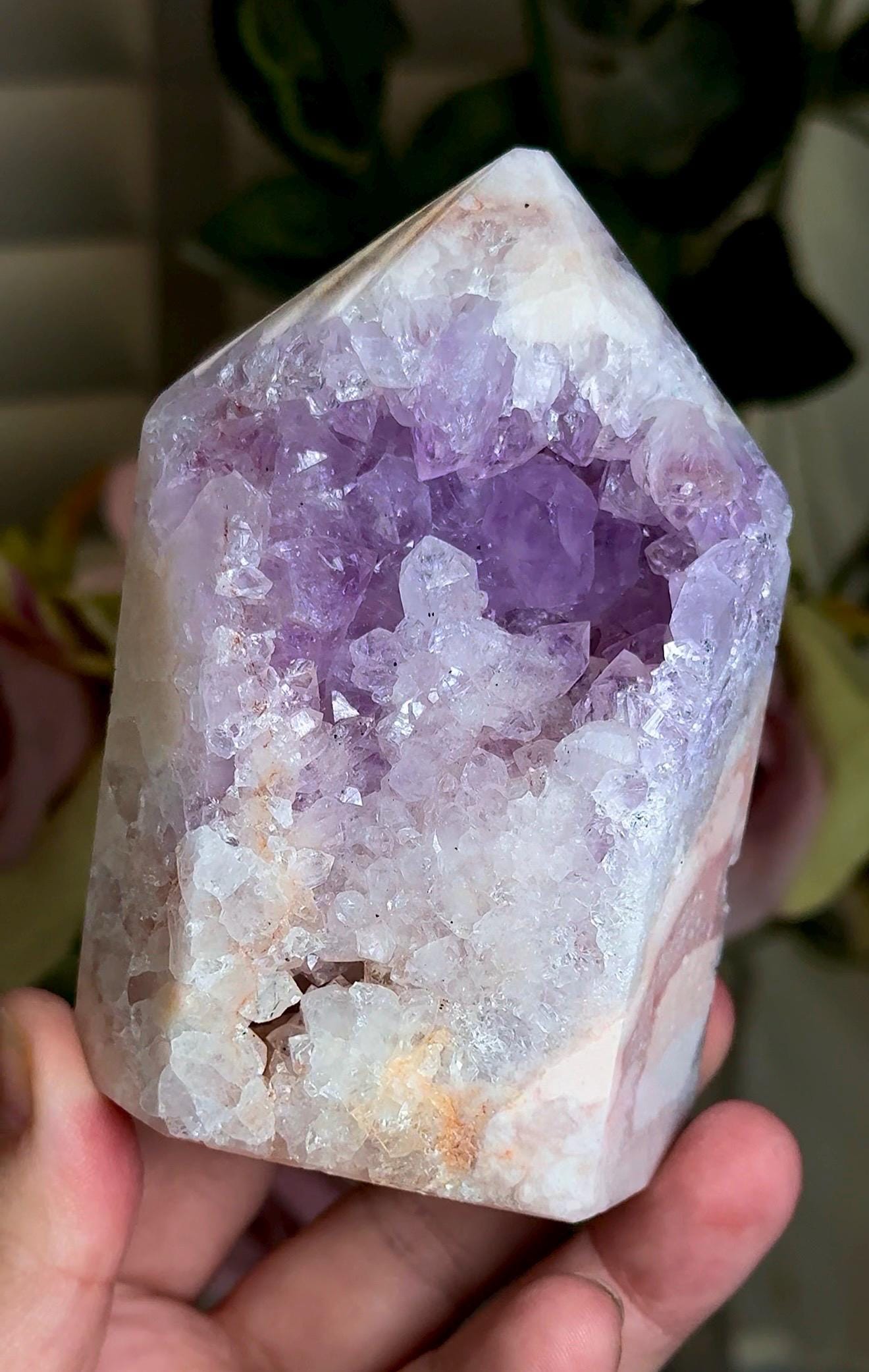 Incredible, High grade, pink amethyst tower with purple quartz 287g