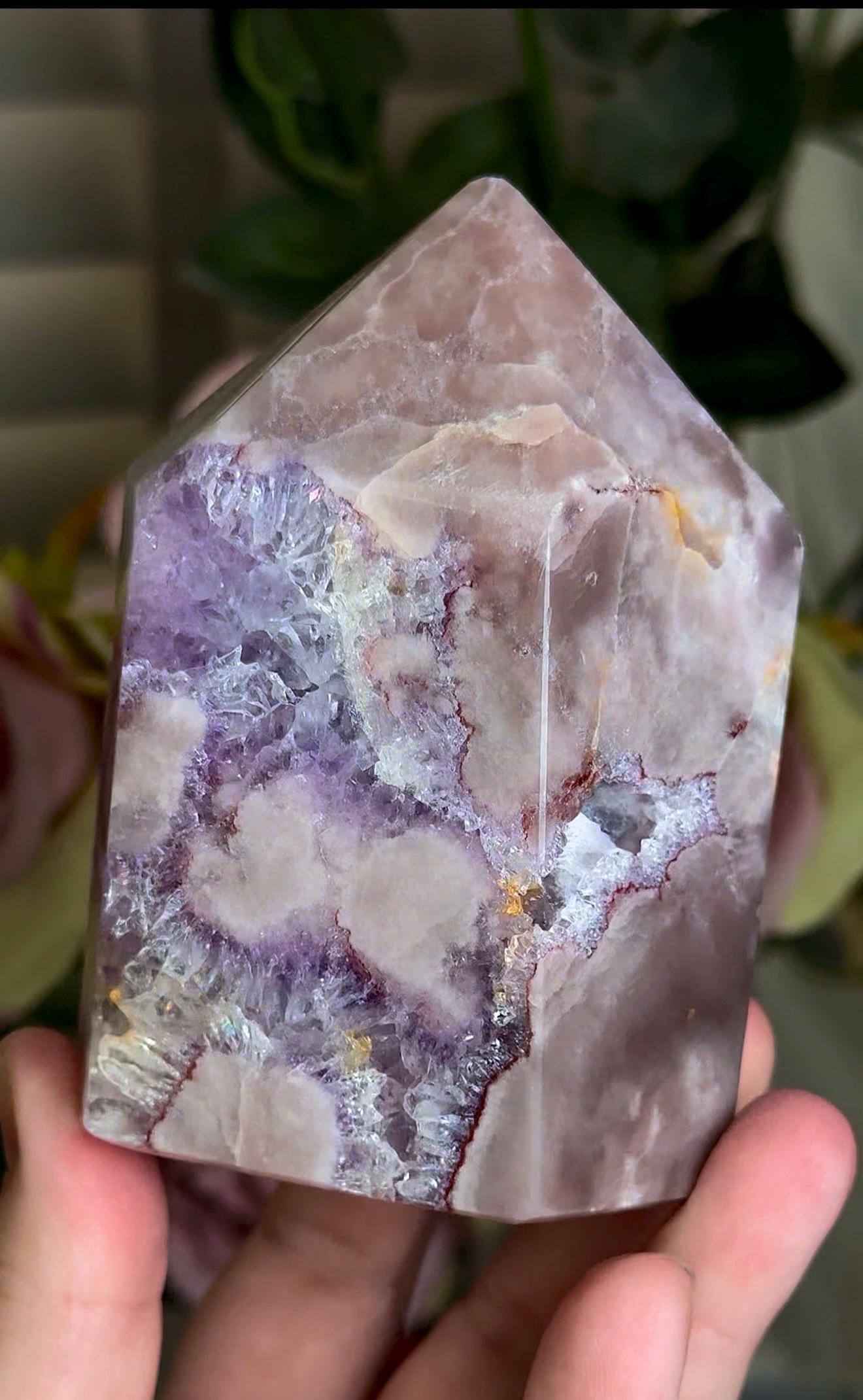 Incredible, High grade, pink amethyst tower with purple quartz 505g