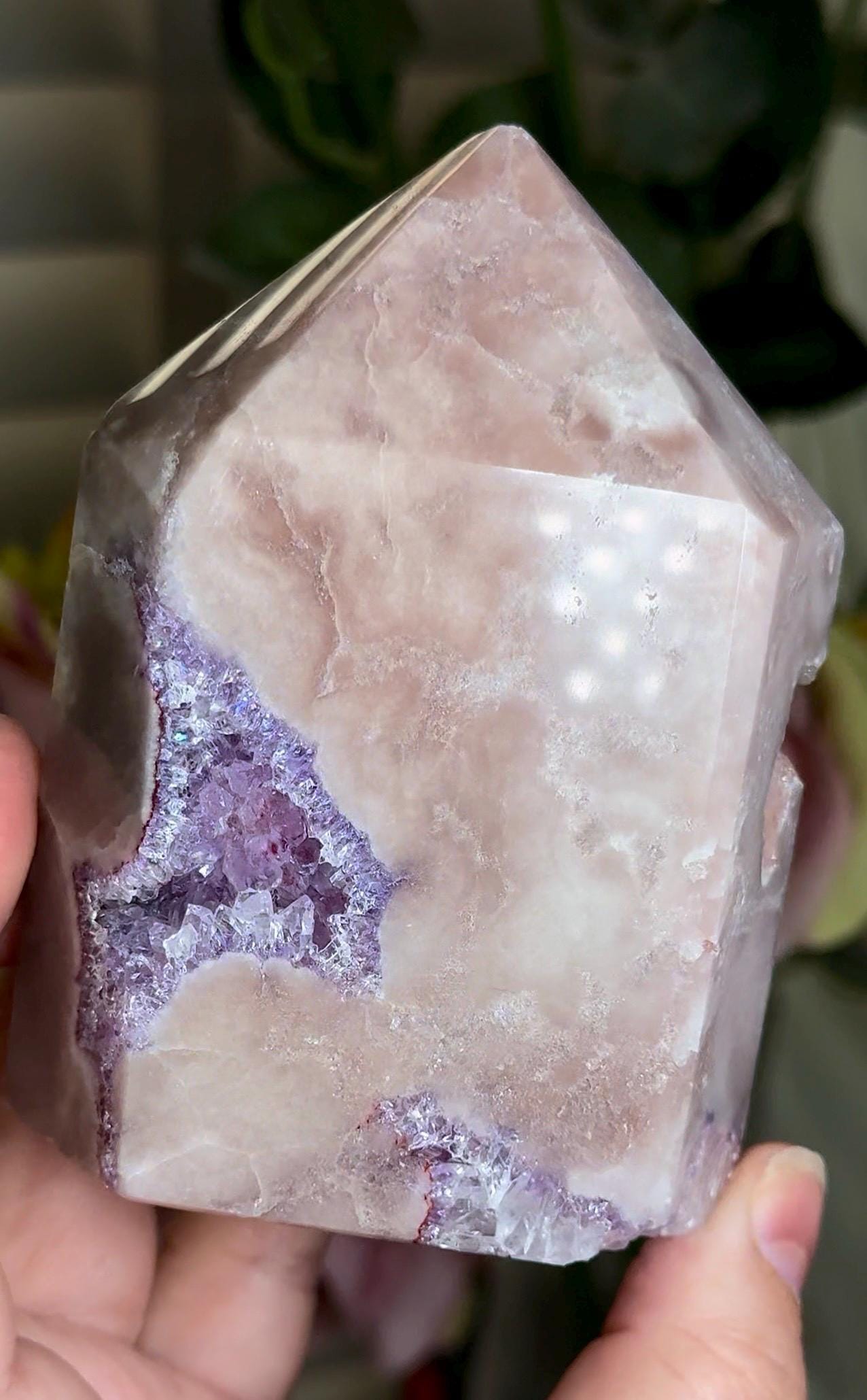 Incredible, High grade, pink amethyst tower with purple quartz 505g