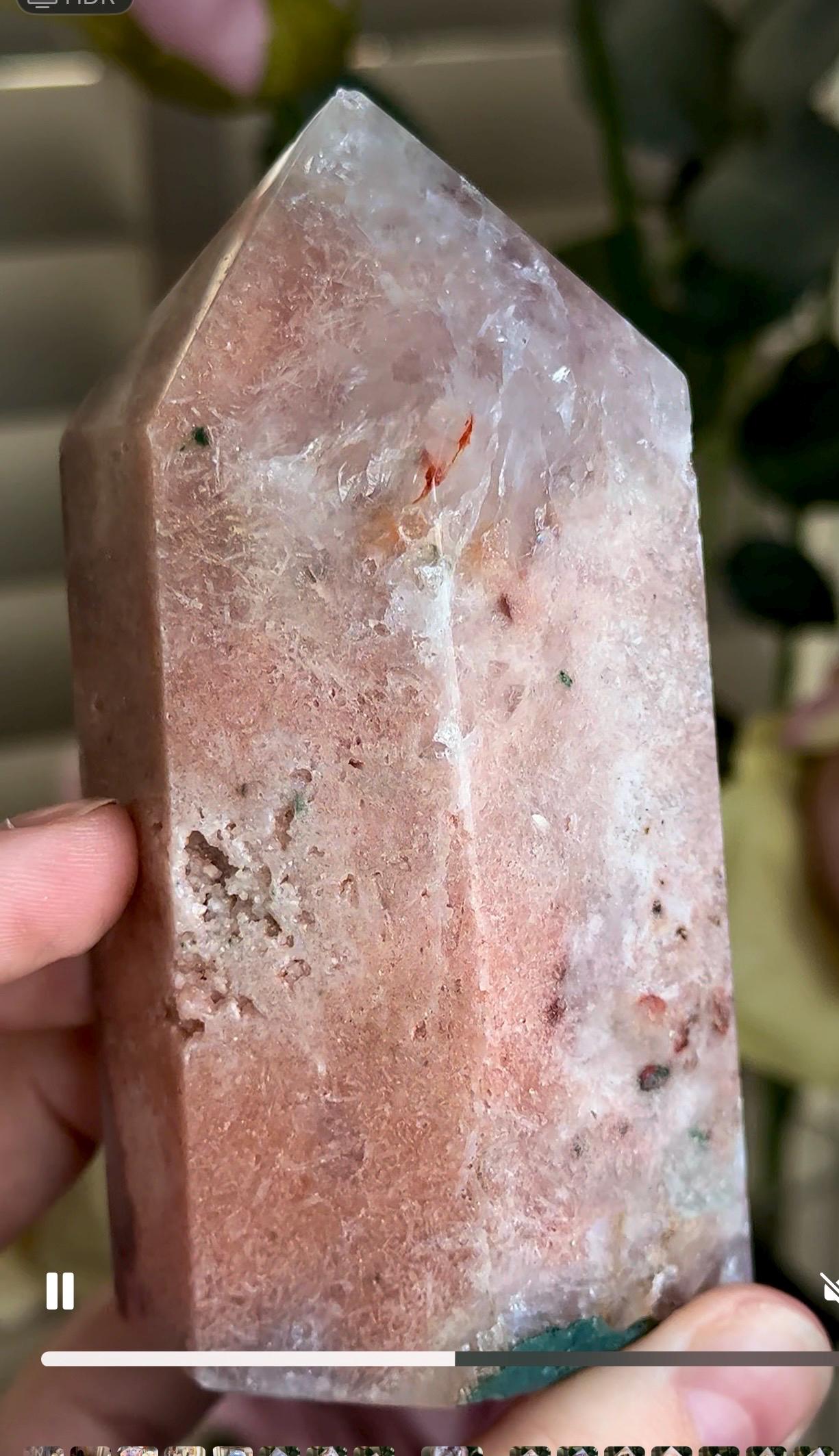 pink amethyst, chonky tower, druzy quartz 392g 10cm by 5cm