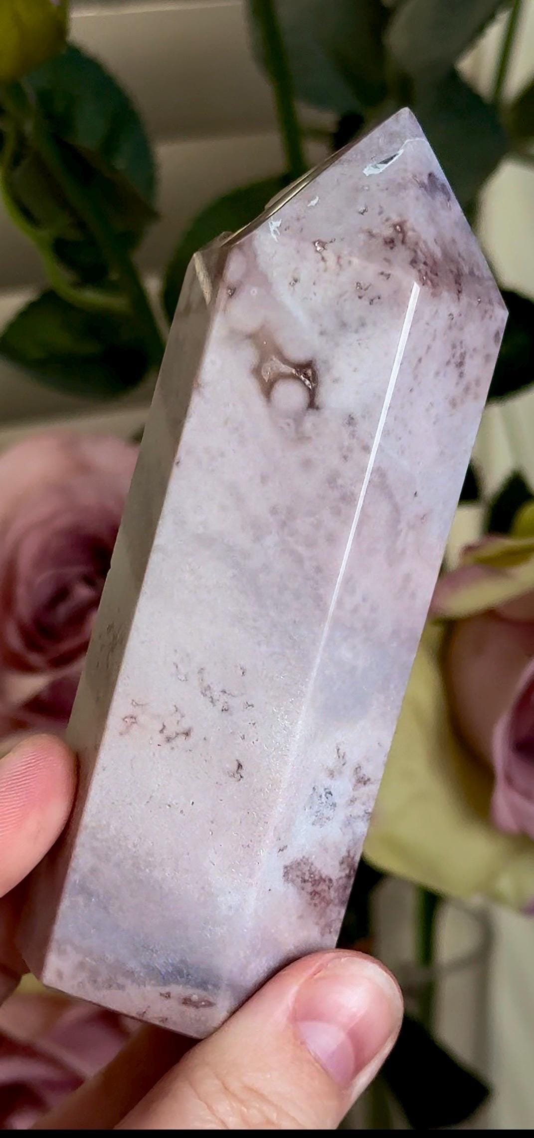 Incredible, pink amethyst tower with some bubble formations in light tones and some rutile 261g 12cm