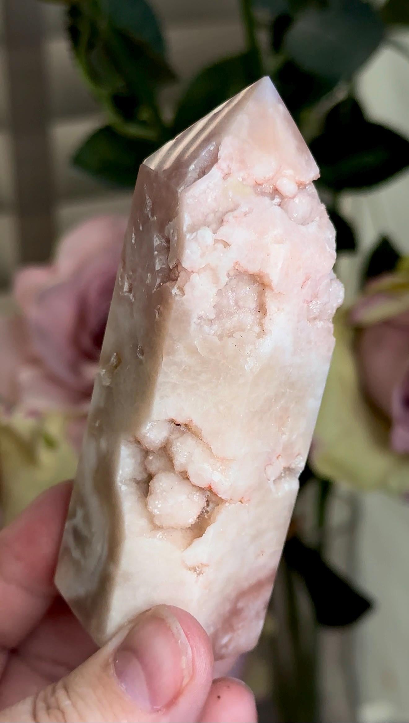 Incredible, pink amethyst tower with bubble Druzy 188g 9.9cm
