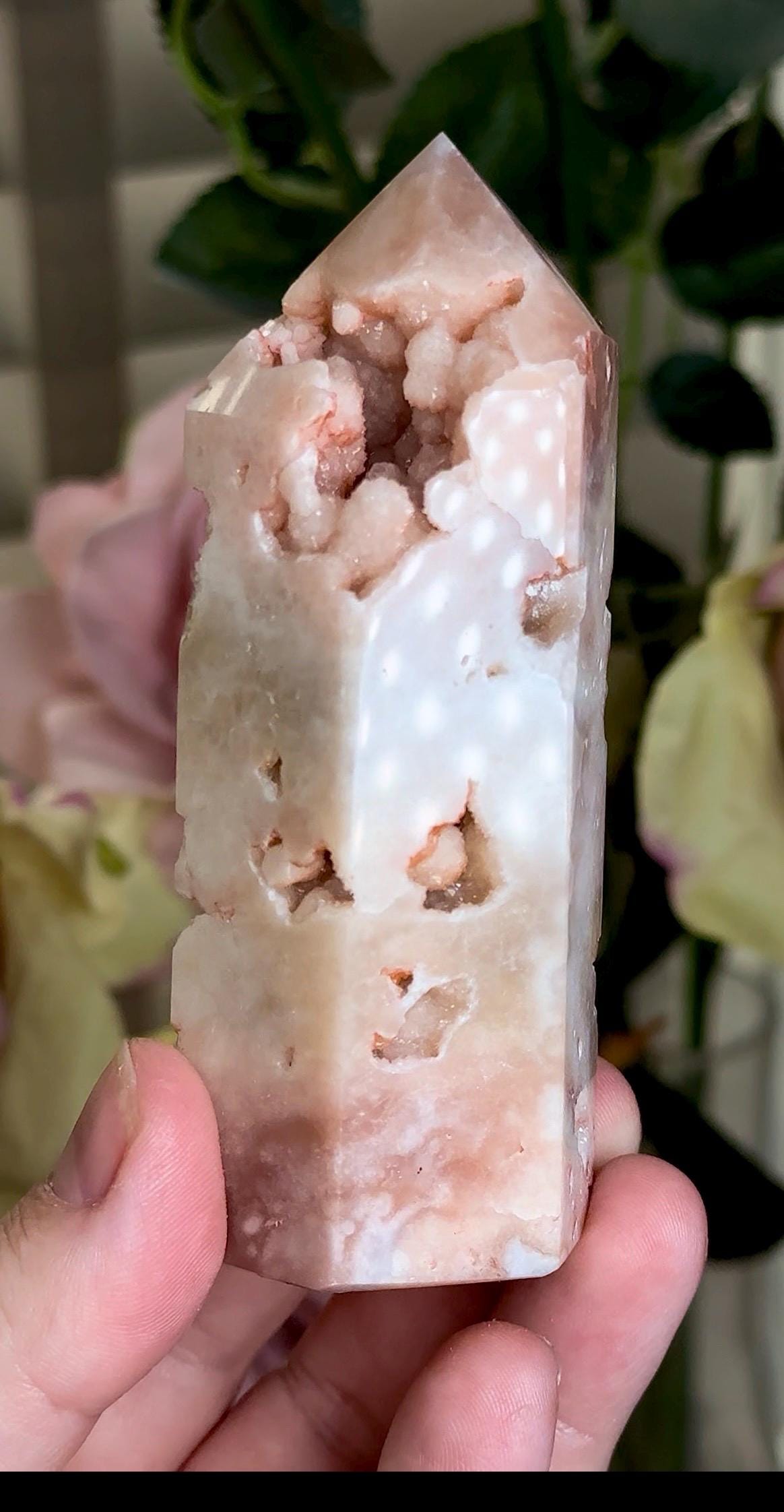 Incredible, pink amethyst tower with bubble Druzy 188g 9.9cm