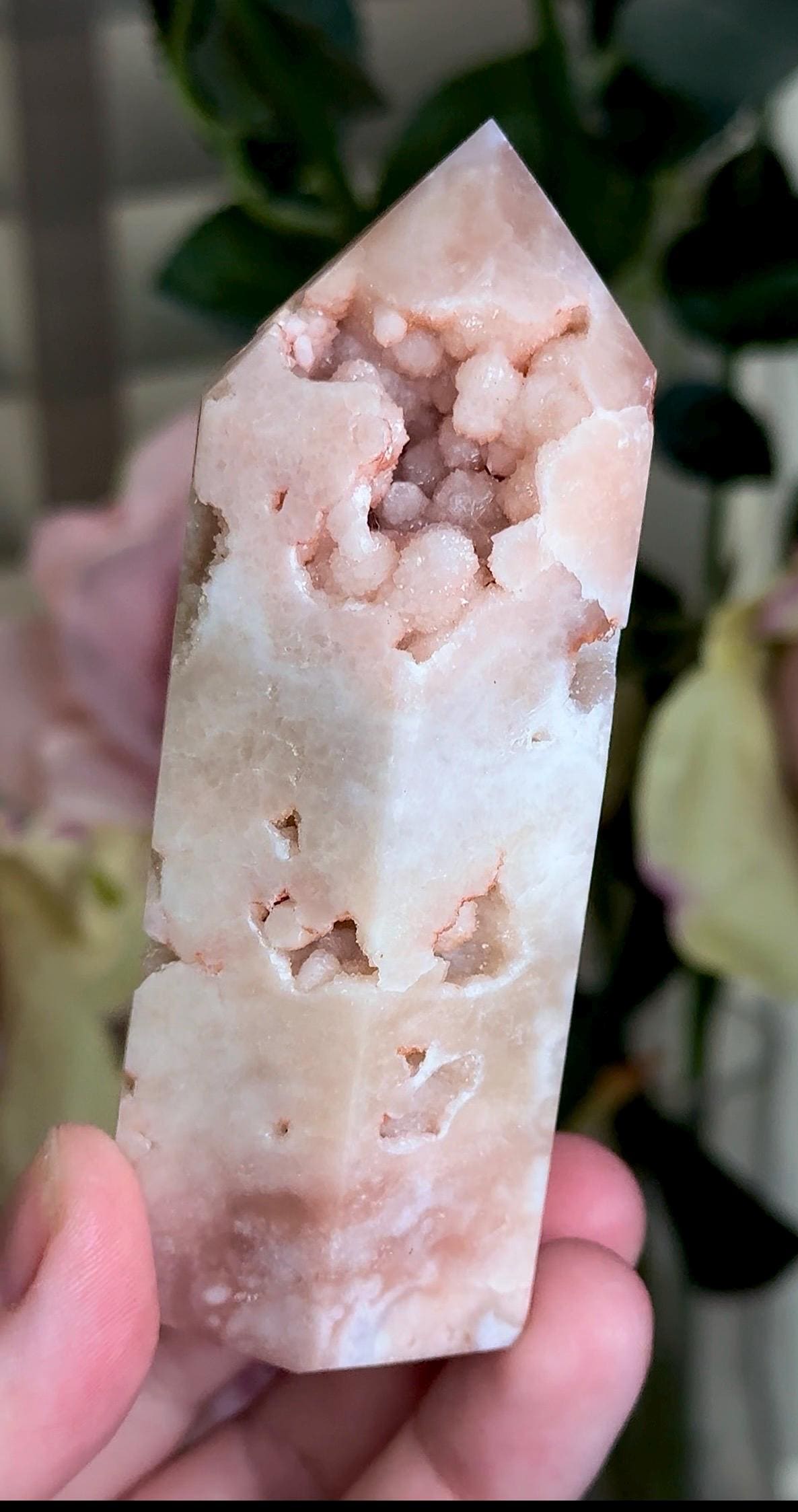Incredible, pink amethyst tower with bubble Druzy 188g 9.9cm