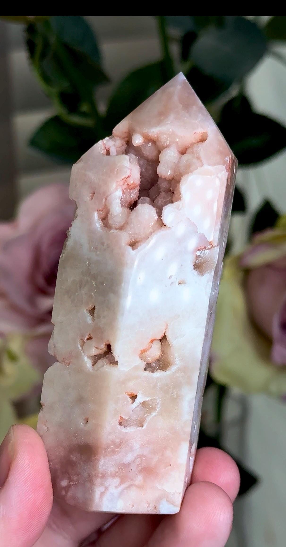 Incredible, pink amethyst tower with bubble Druzy 188g 9.9cm