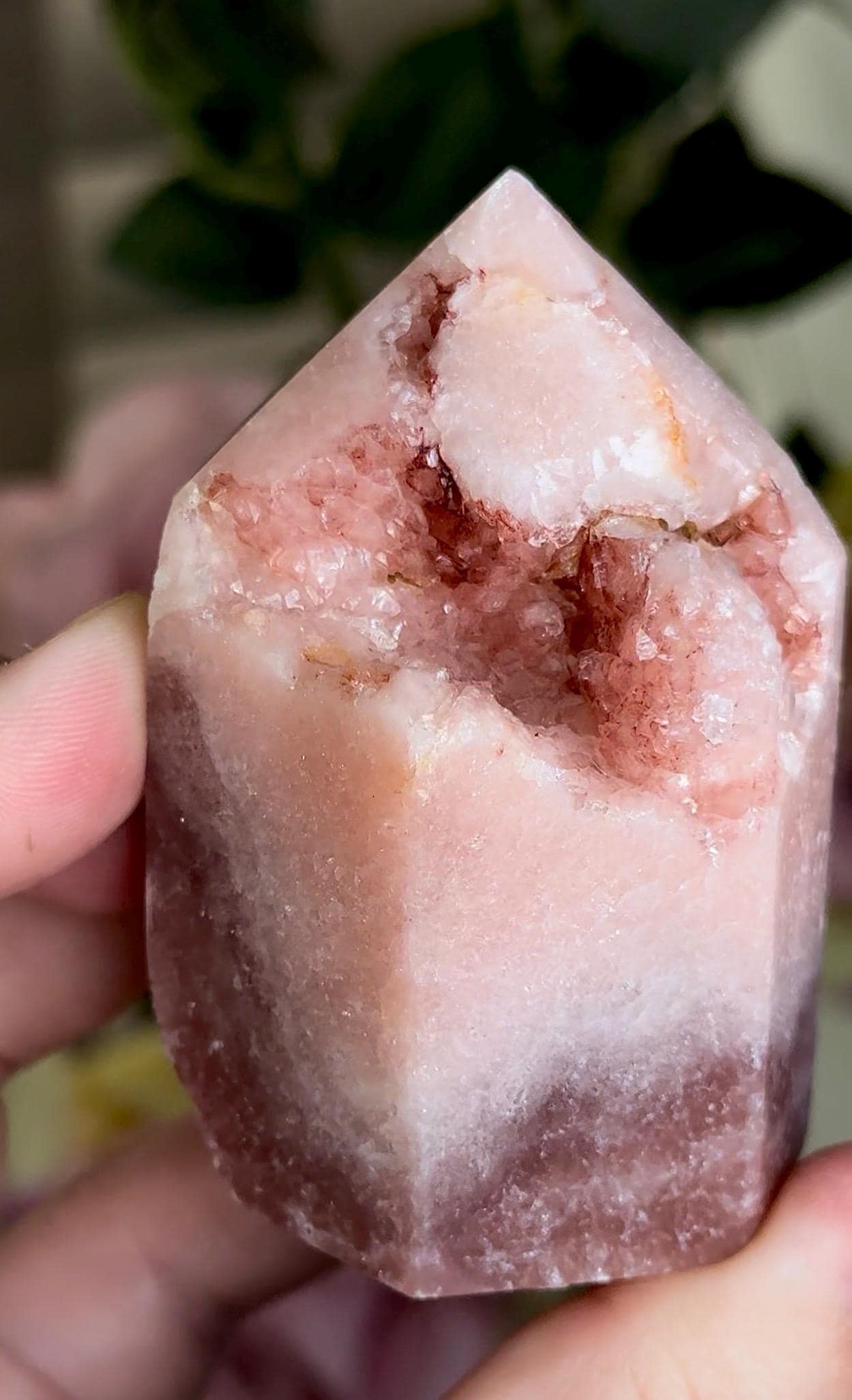 Incredible, High grade, pink amethyst, chonky tower with incredible bubble formation in pink & red tones 153g 7cm
