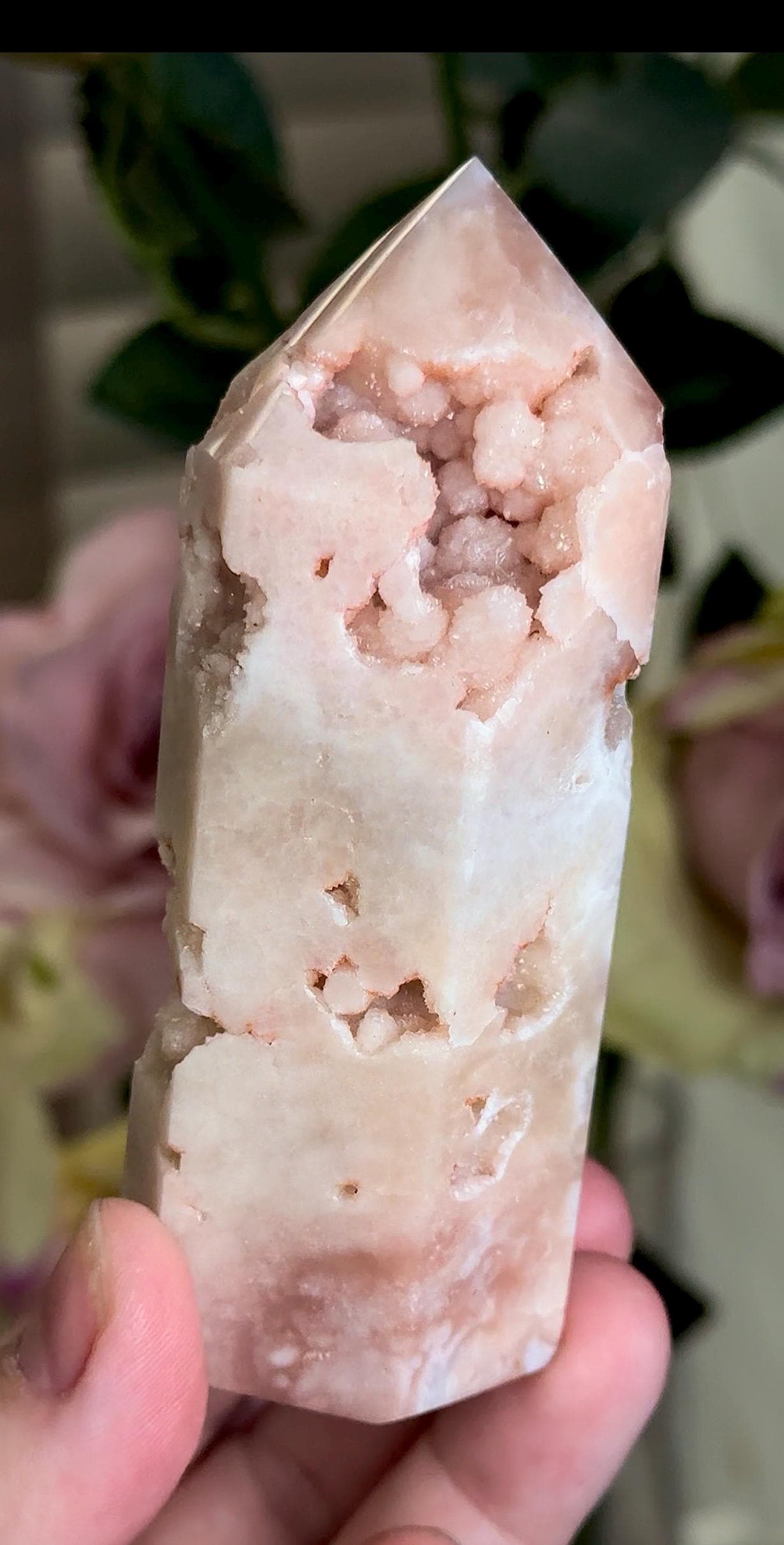 Incredible, pink amethyst tower with bubble Druzy 188g 9.9cm