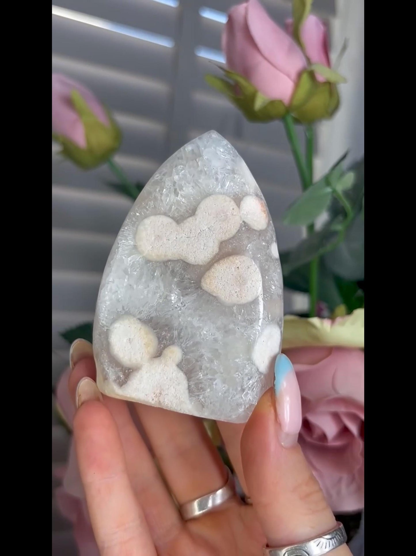 High grade, pink amethyst flame covered in incredible quartz 178g