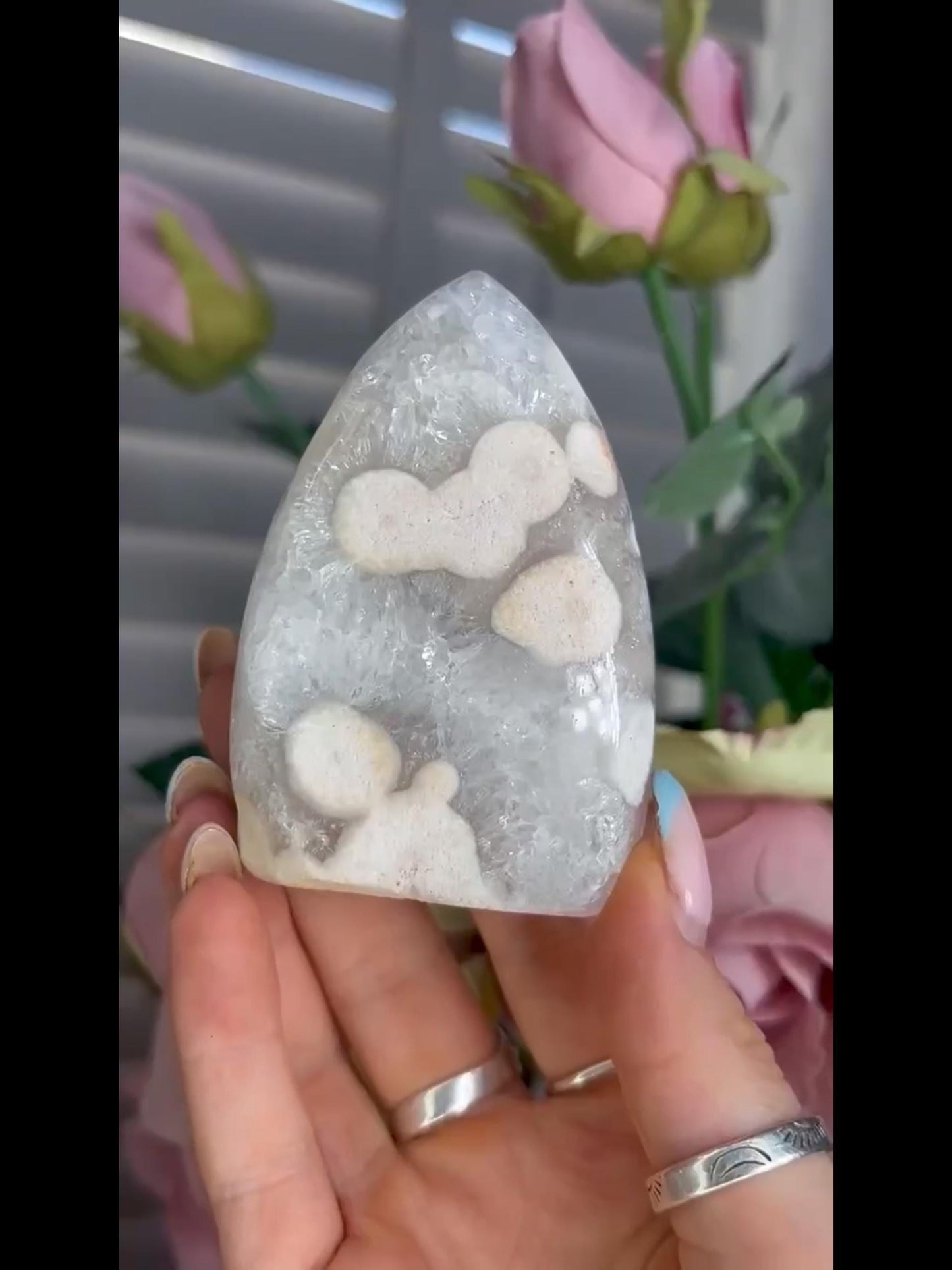 High grade, pink amethyst flame covered in incredible quartz 178g