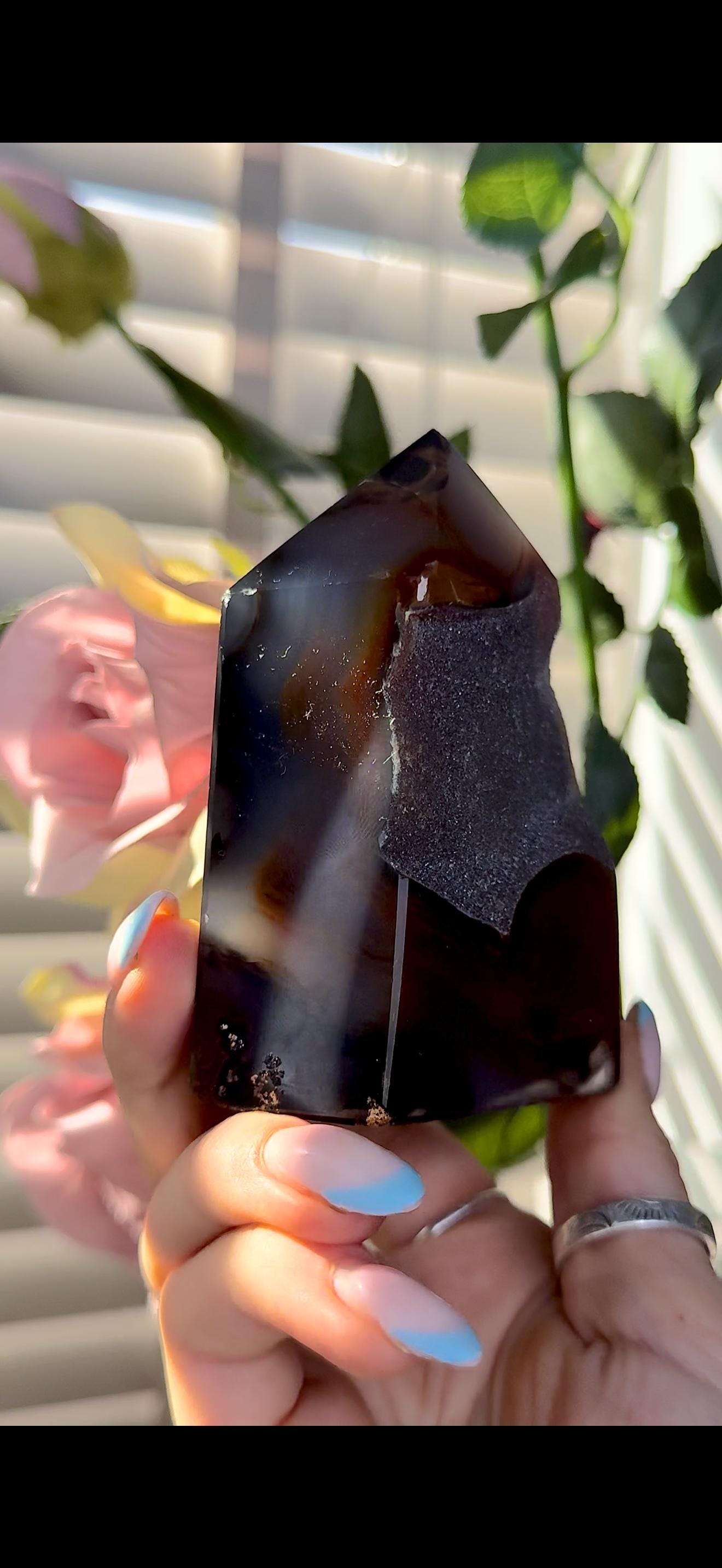 Extra quality, deep red agate, carnelian tower with Druze