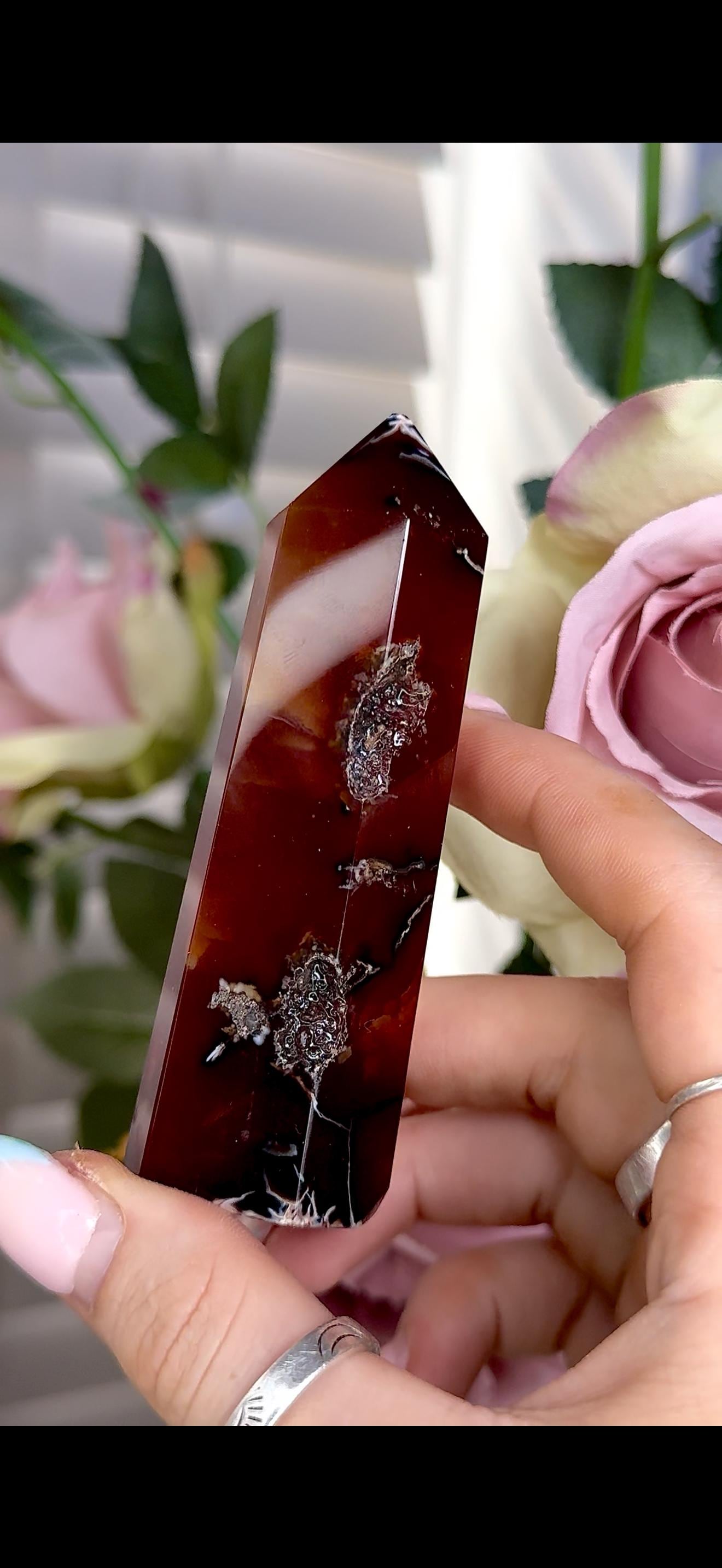 High quality, red agate, carnelian tower