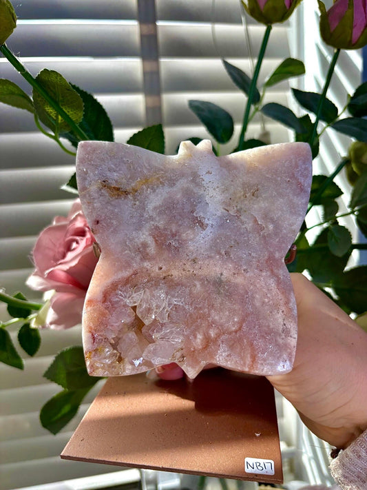 Pink amethyst butterfly on stand 595g