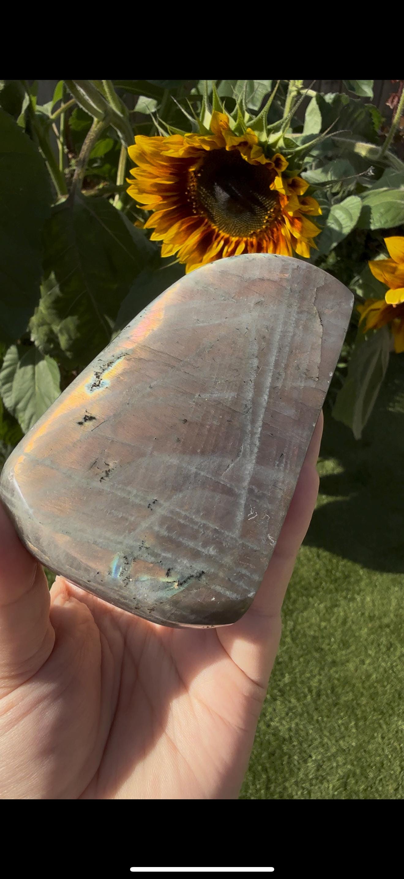 Light Flashy labradorite pink/peach sunset flash 510g
