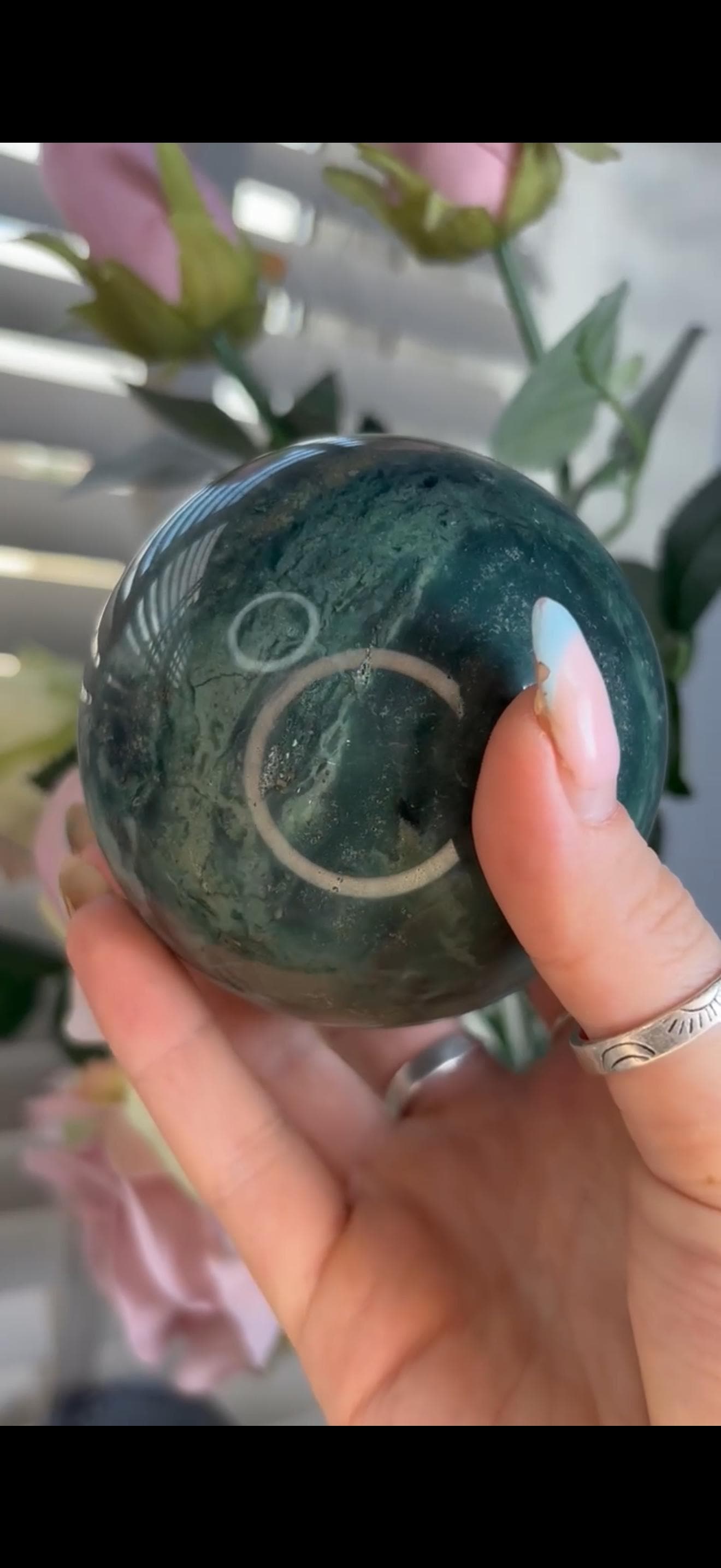 ocean jasper sphere in green & baby mint green tones