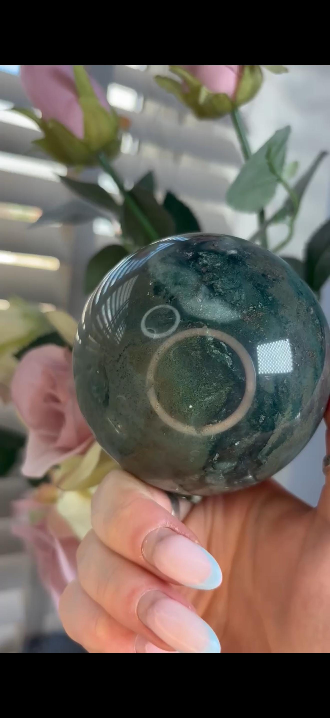 ocean jasper sphere in green & baby mint green tones