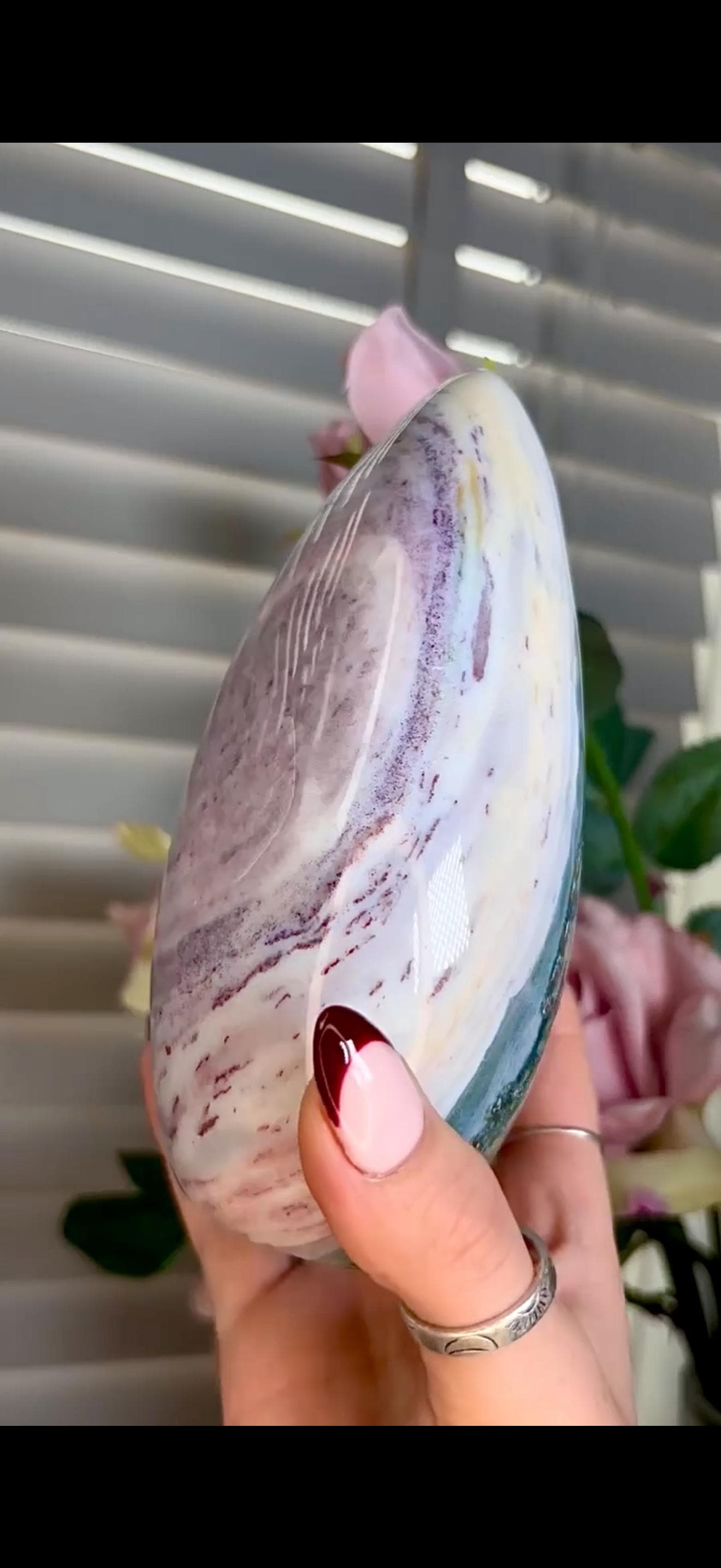 Beautiful, large ocean jasper Freeform in pastel blue, pink & green tones