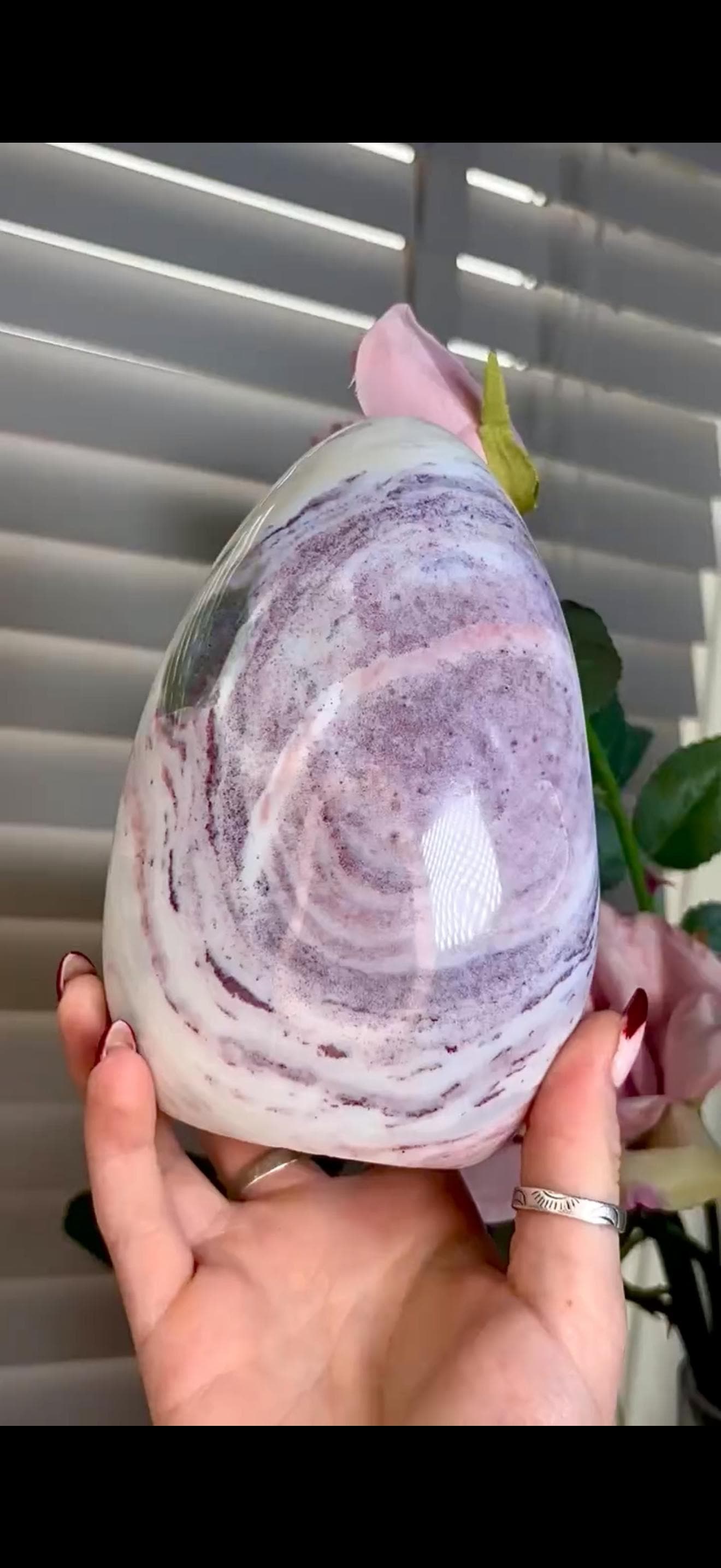 Beautiful, large ocean jasper Freeform in pastel blue, pink & green tones