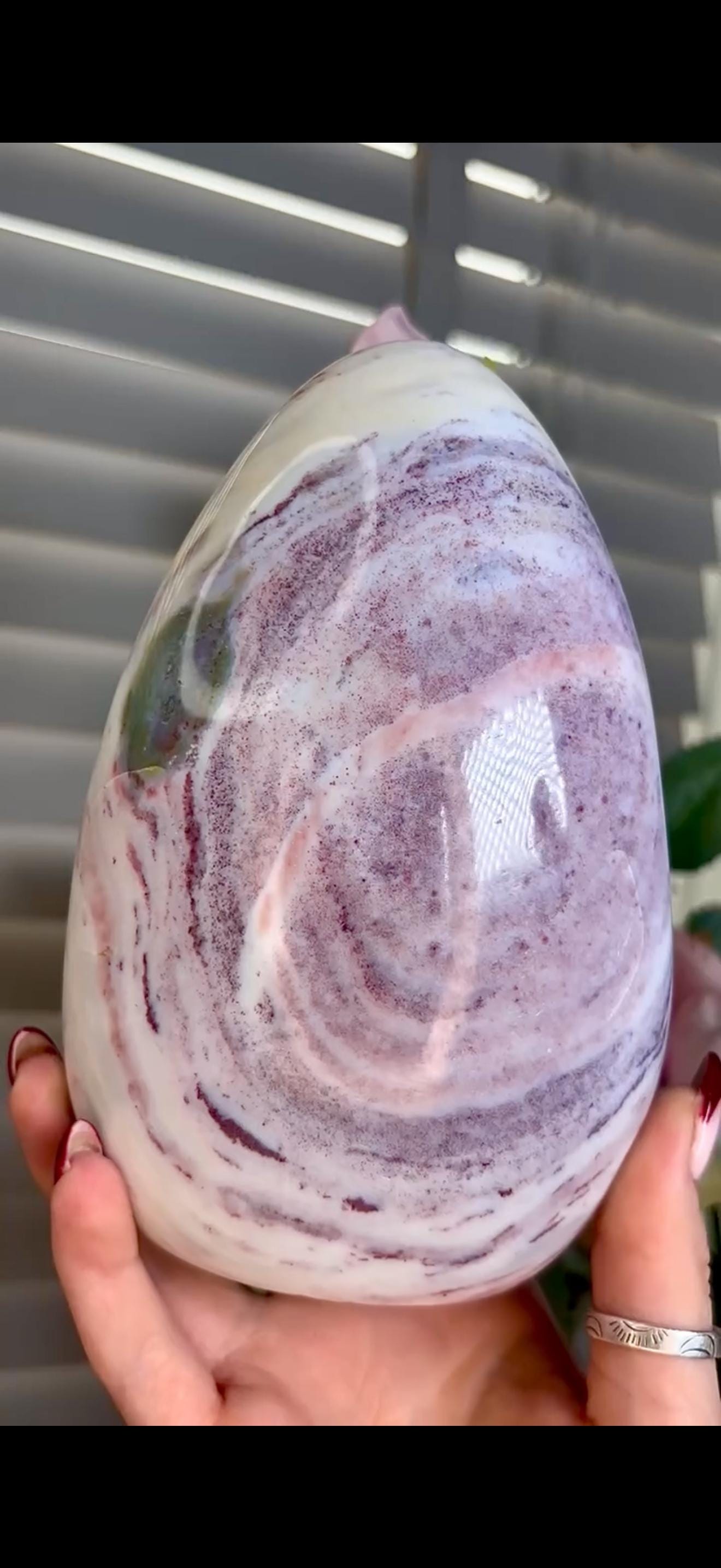 Beautiful, large ocean jasper Freeform in pastel blue, pink & green tones