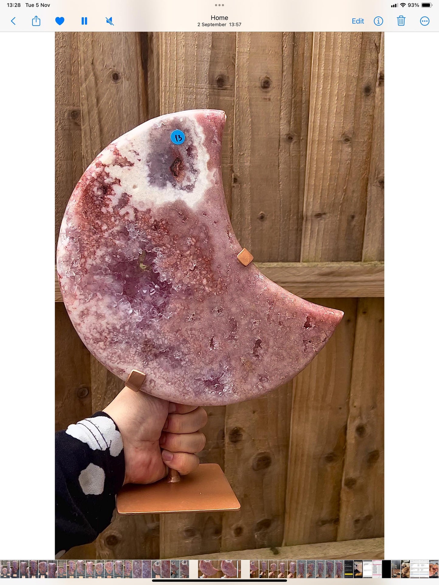 High grade, statement, pink amethyst moon with purple quartz in vibrant pink & red tones with custom stand 2.540kg