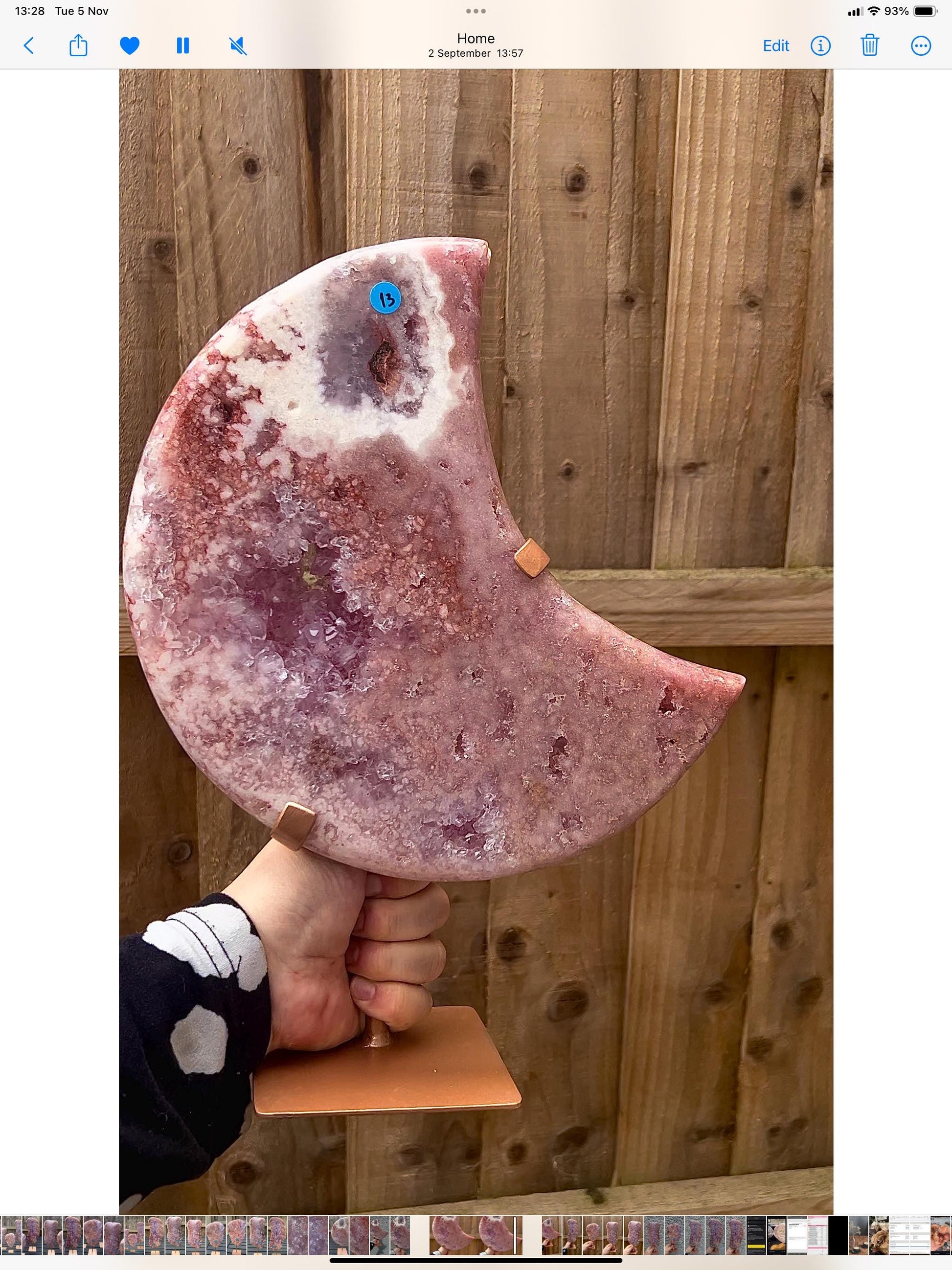 High grade, statement, pink amethyst moon with purple quartz in vibrant pink & red tones with custom stand 2.540kg