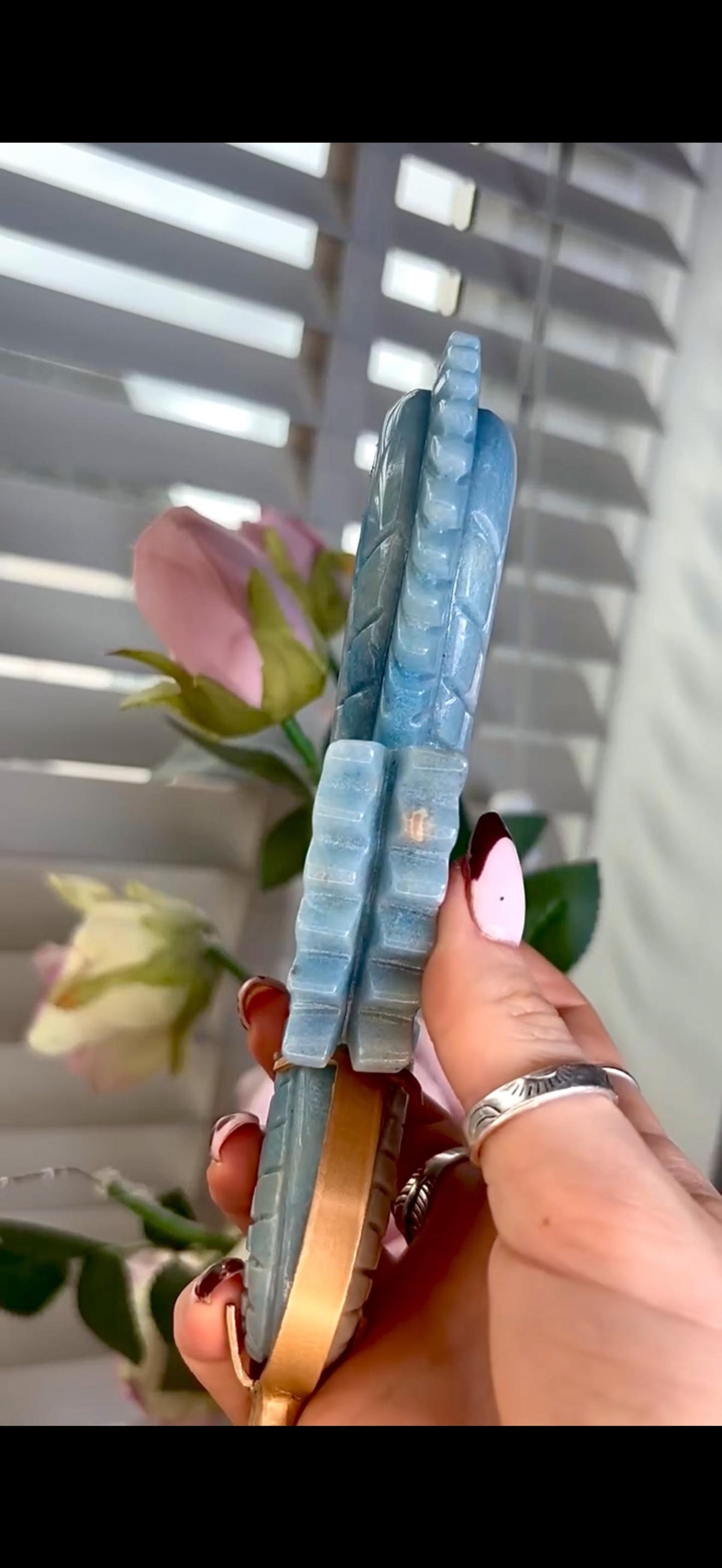 Gorgeous blue trolliete, sea horse - on custom stand