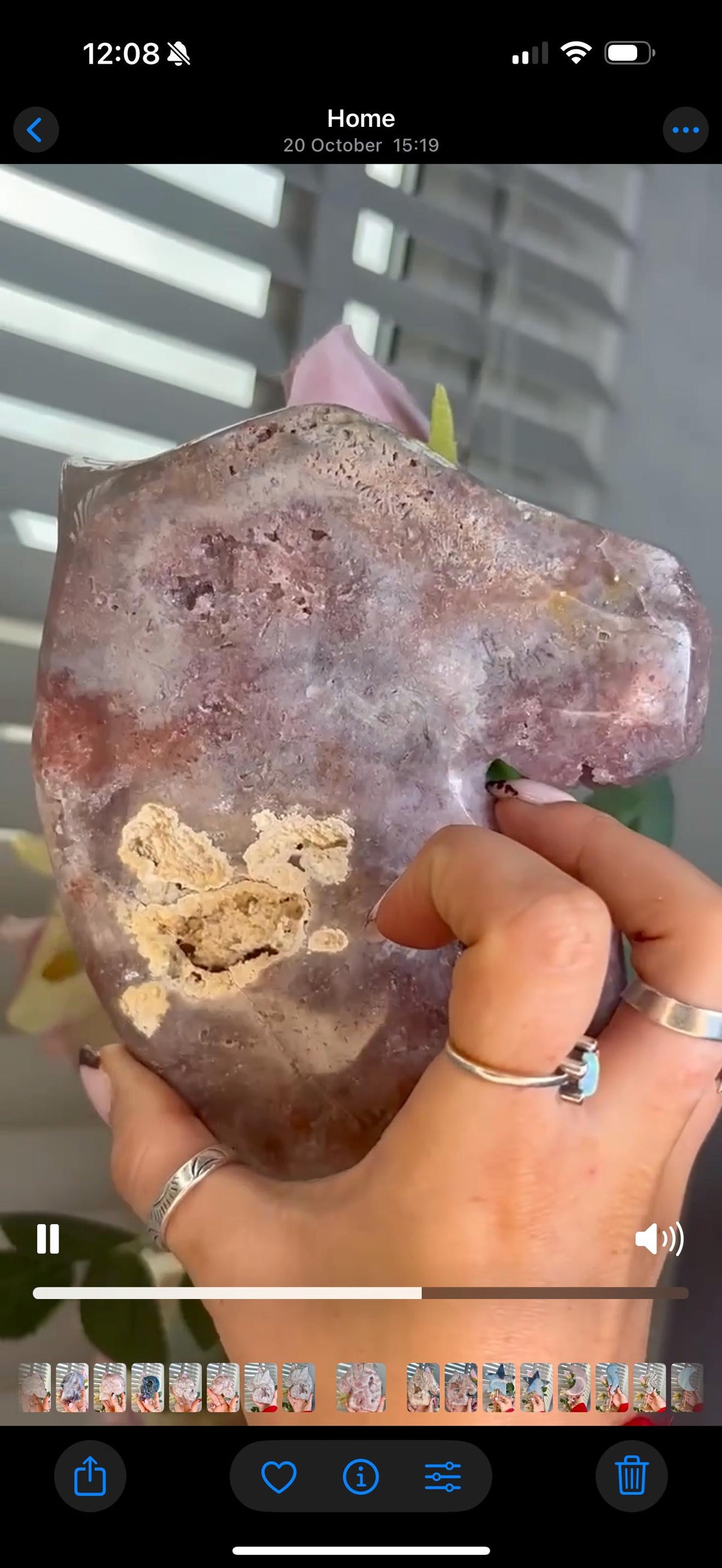 High grade, pink amethyst horse carving with quartz druzy