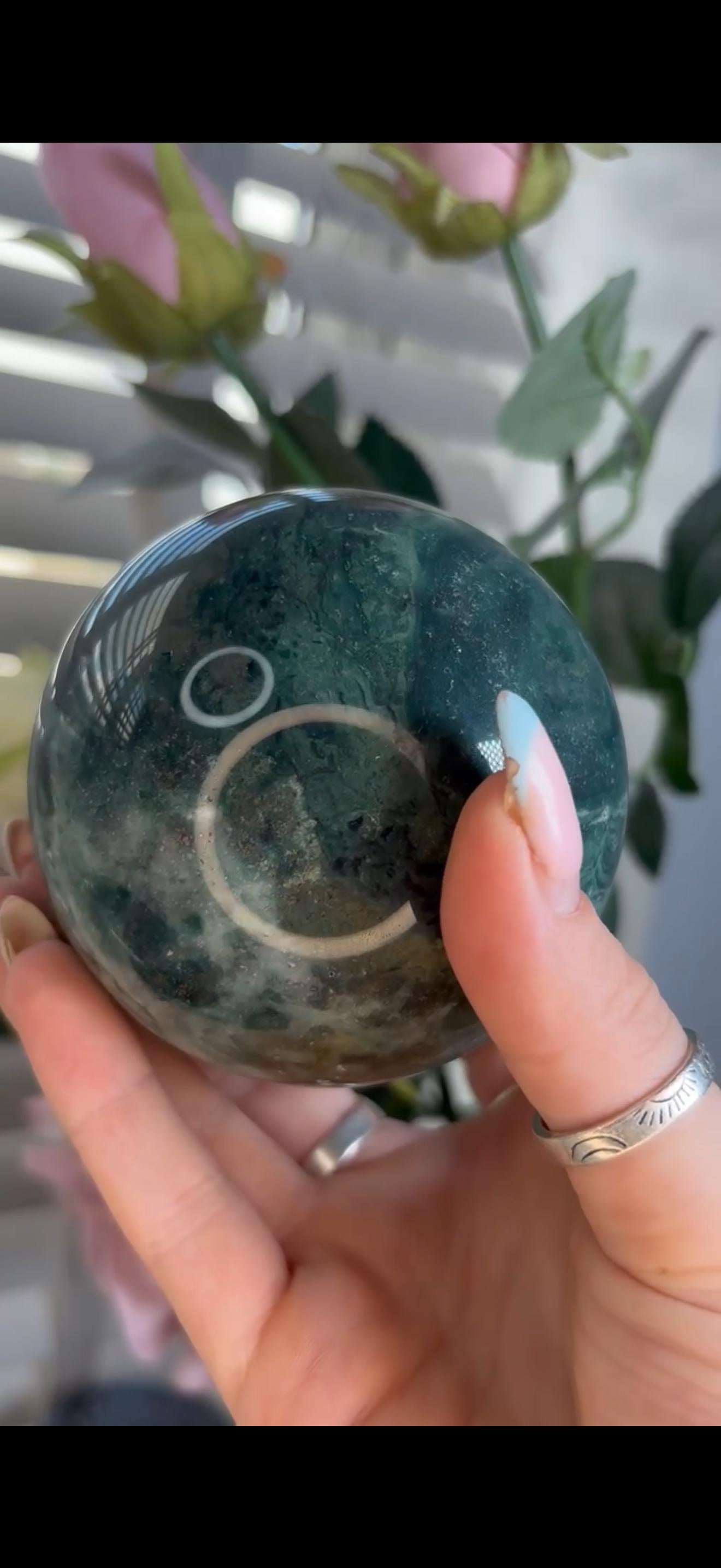 ocean jasper sphere in green & baby mint green tones