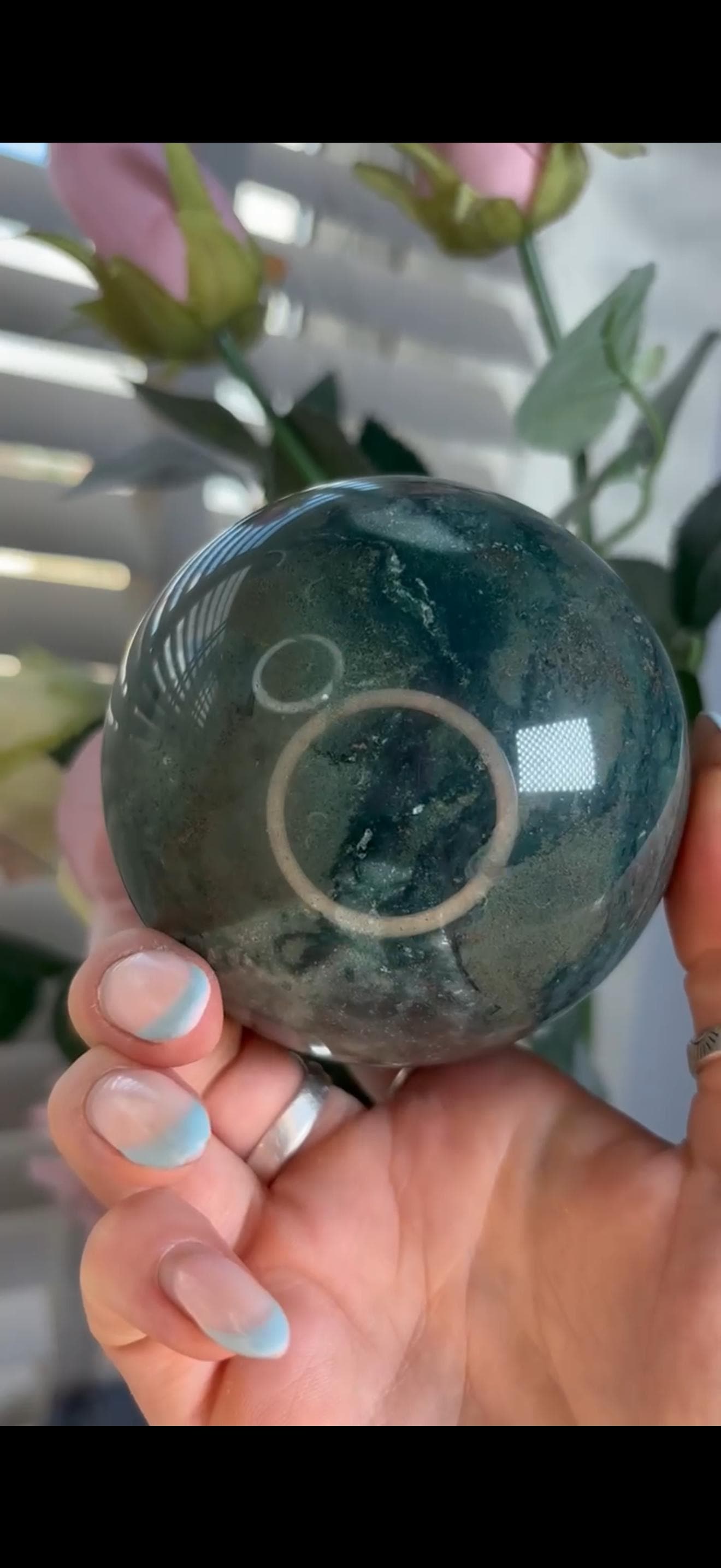 ocean jasper sphere in green & baby mint green tones