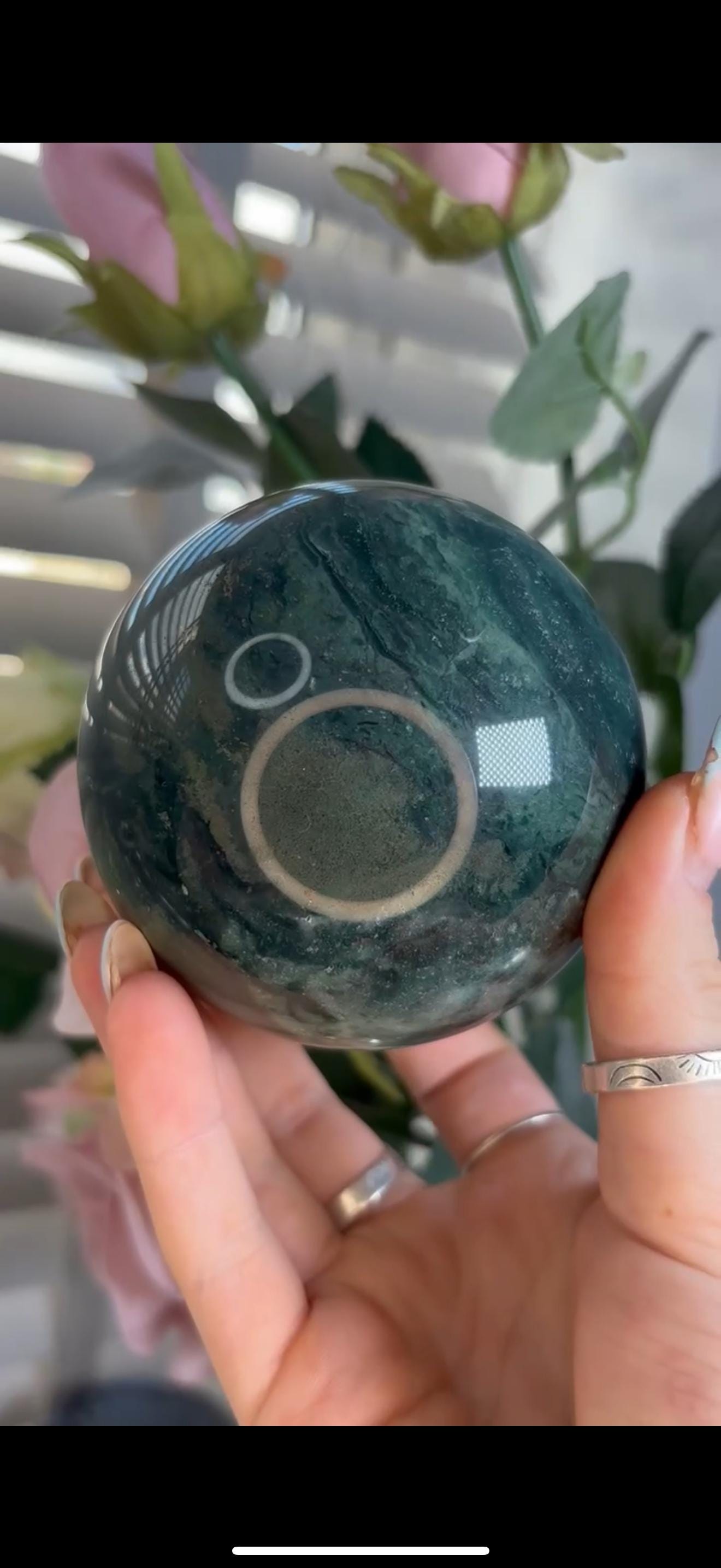 ocean jasper sphere in green & baby mint green tones