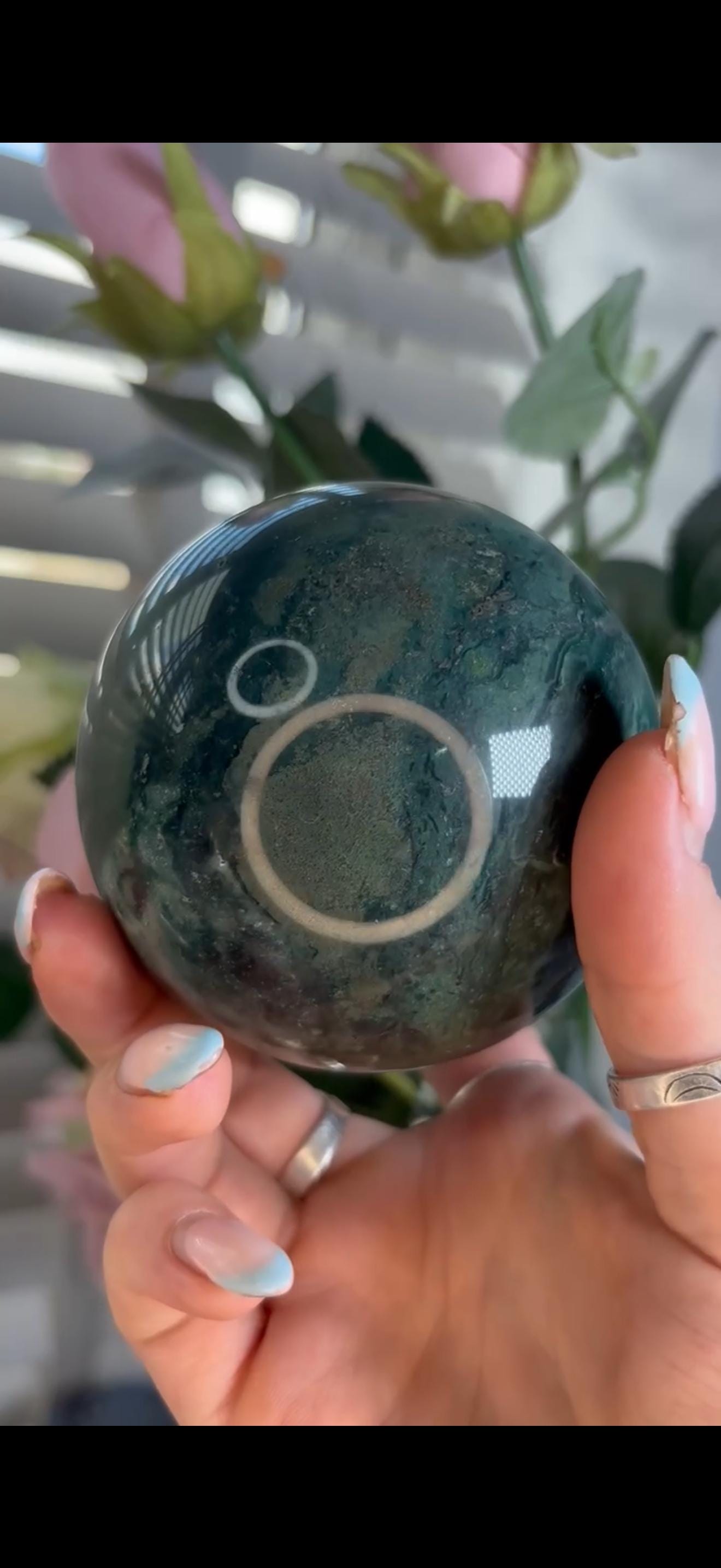 ocean jasper sphere in green & baby mint green tones