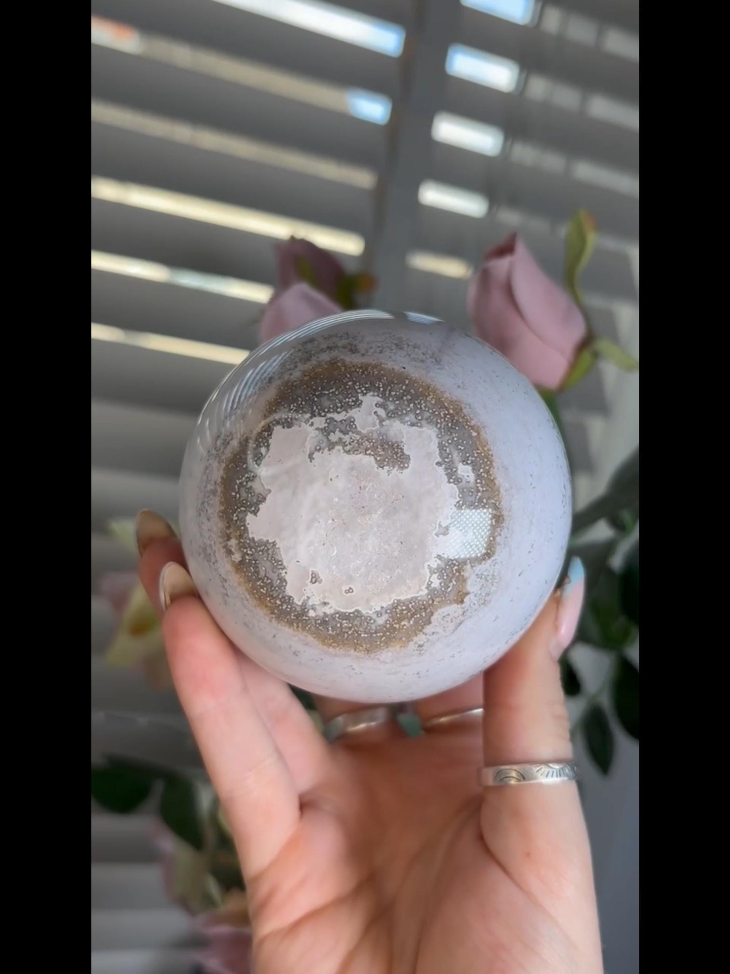Beautiful Pastel ocean jasper sphere with quartz