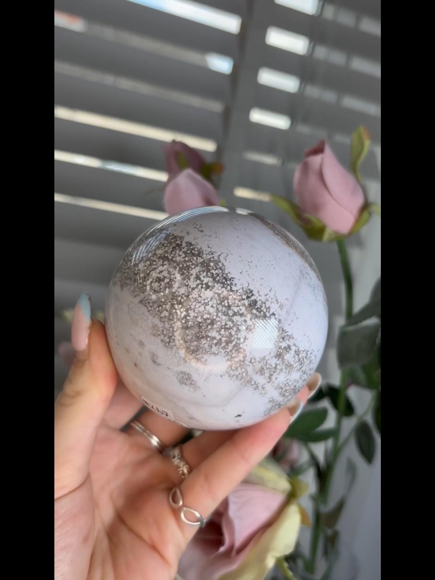 Beautiful Pastel ocean jasper sphere with quartz