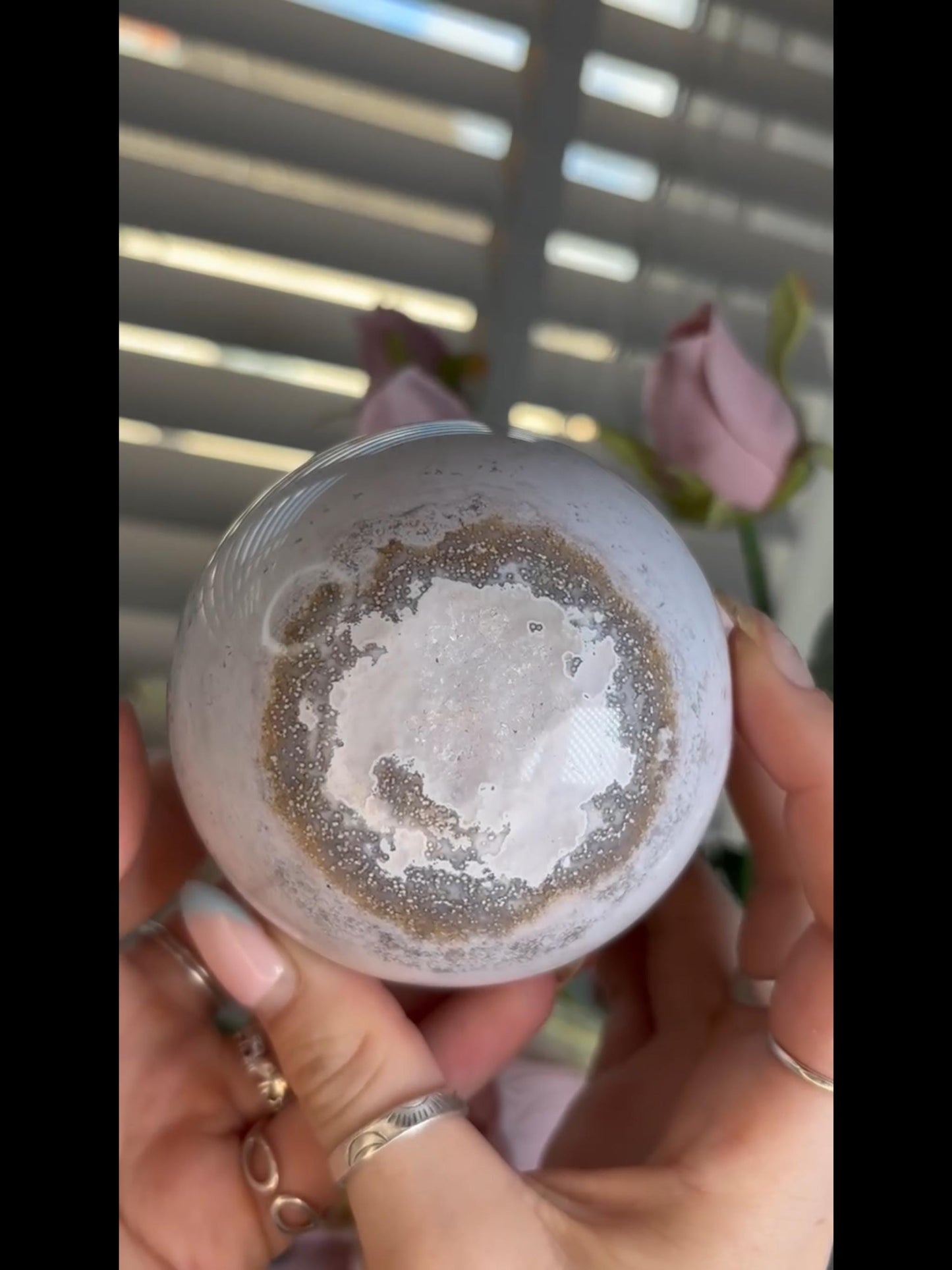Beautiful Pastel ocean jasper sphere with quartz