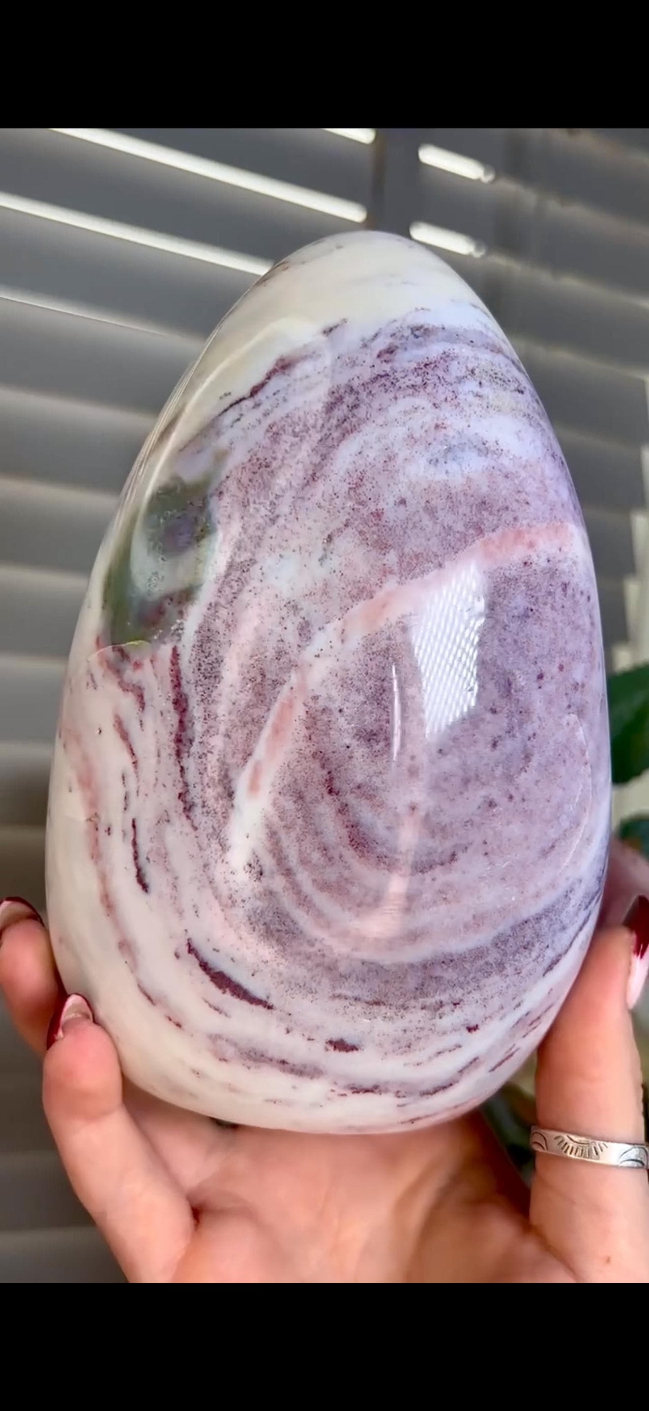 Beautiful, large ocean jasper Freeform in pastel blue, pink & green tones