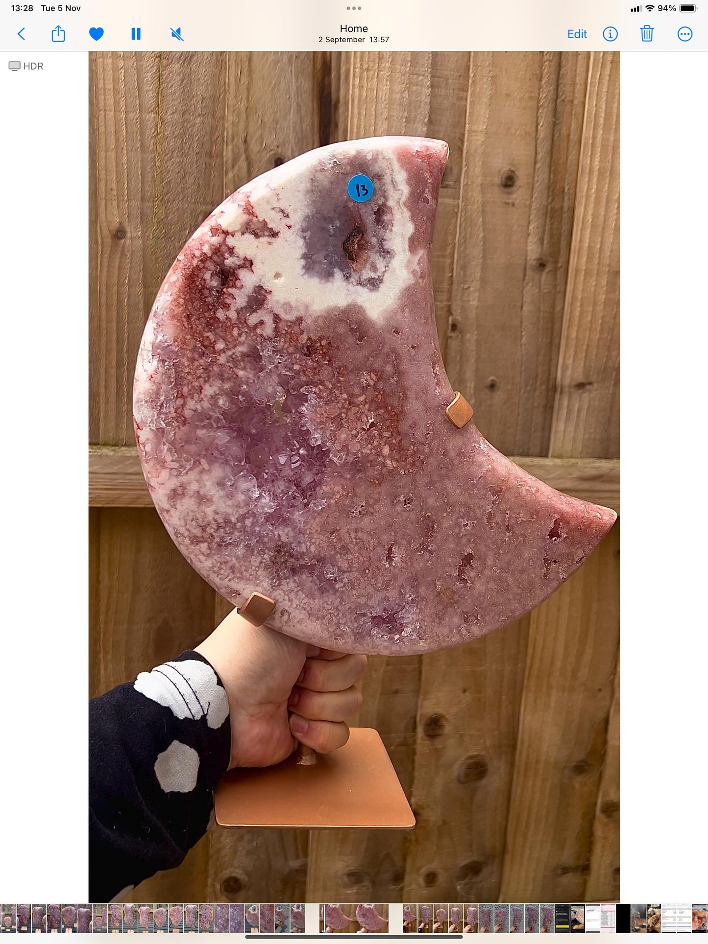 High grade, statement, pink amethyst moon with purple quartz in vibrant pink & red tones with custom stand 2.540kg