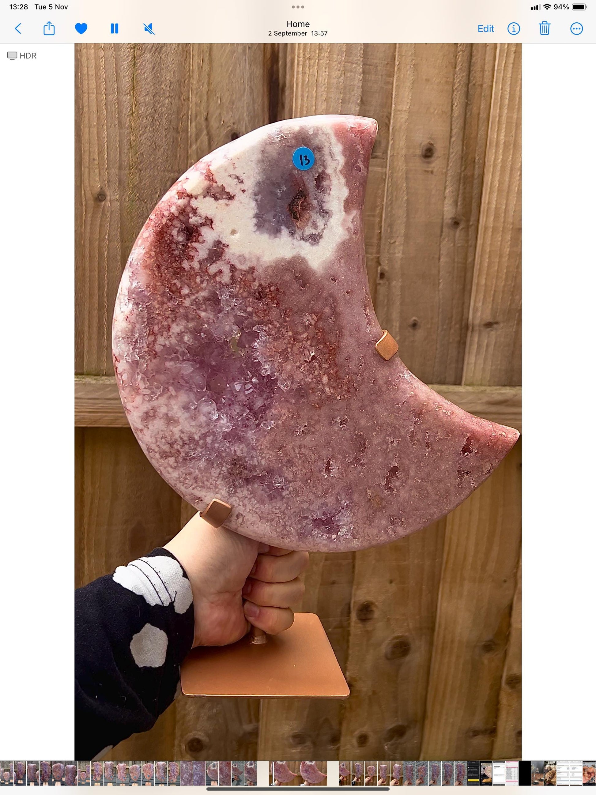 High grade, statement, pink amethyst moon with purple quartz in vibrant pink & red tones with custom stand 2.540kg