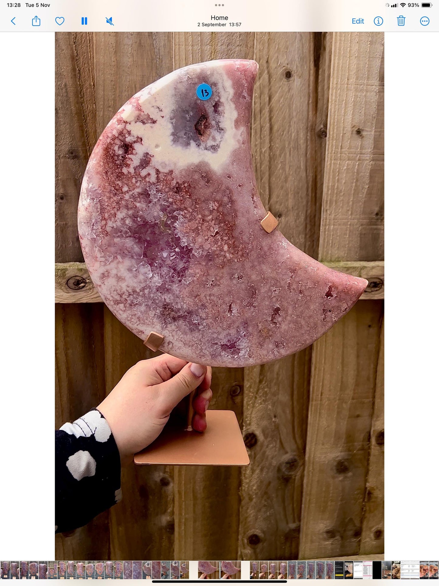 High grade, statement, pink amethyst moon with purple quartz in vibrant pink & red tones with custom stand 2.540kg