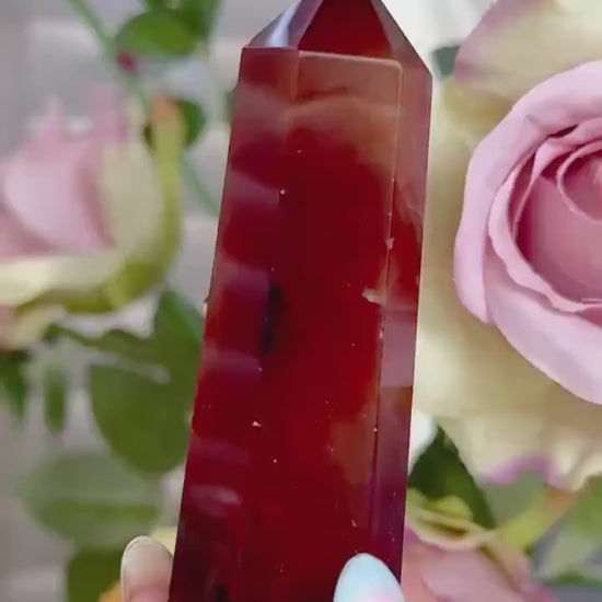 High quality, red agate, carnelian tower