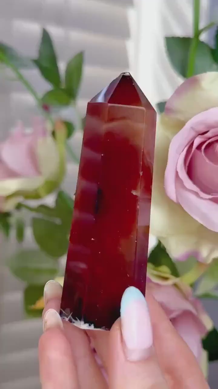 High quality, red agate, carnelian tower