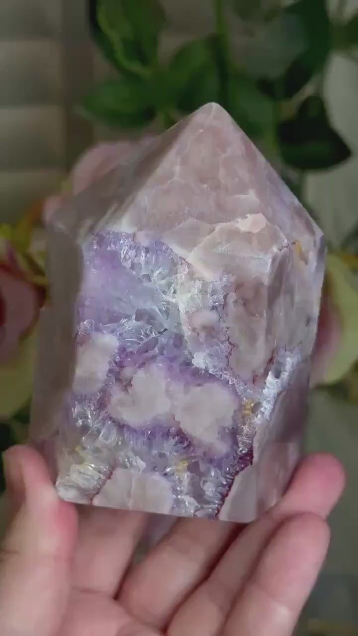 Incredible, High grade, pink amethyst tower with purple quartz 505g
