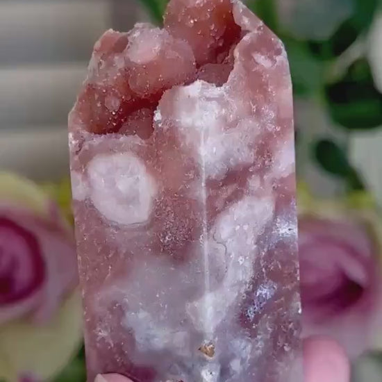 Incredible, High grade, pink amethyst tower with bubble formation & sugar druzy 212g