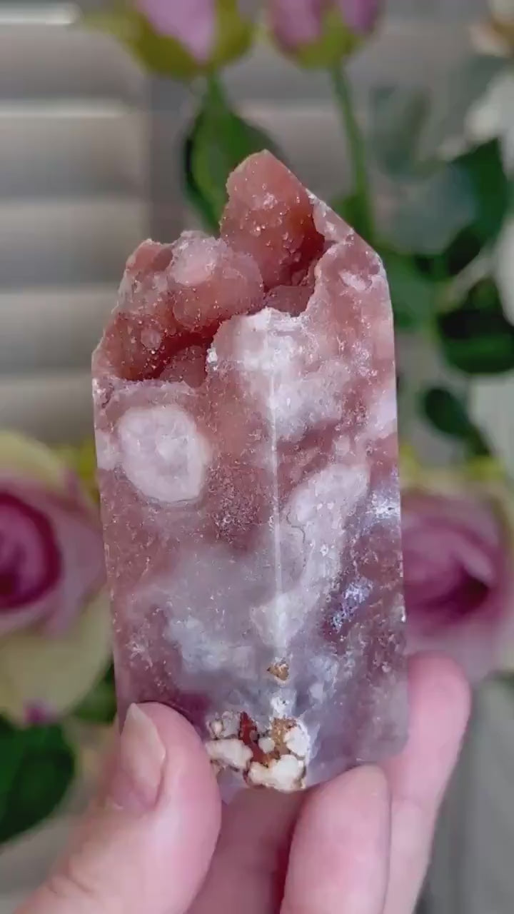 Incredible, High grade, pink amethyst tower with bubble formation & sugar druzy 212g