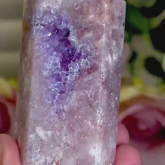 Incredible, High grade, pink amethyst tower with gorgeous purple quartz 173g